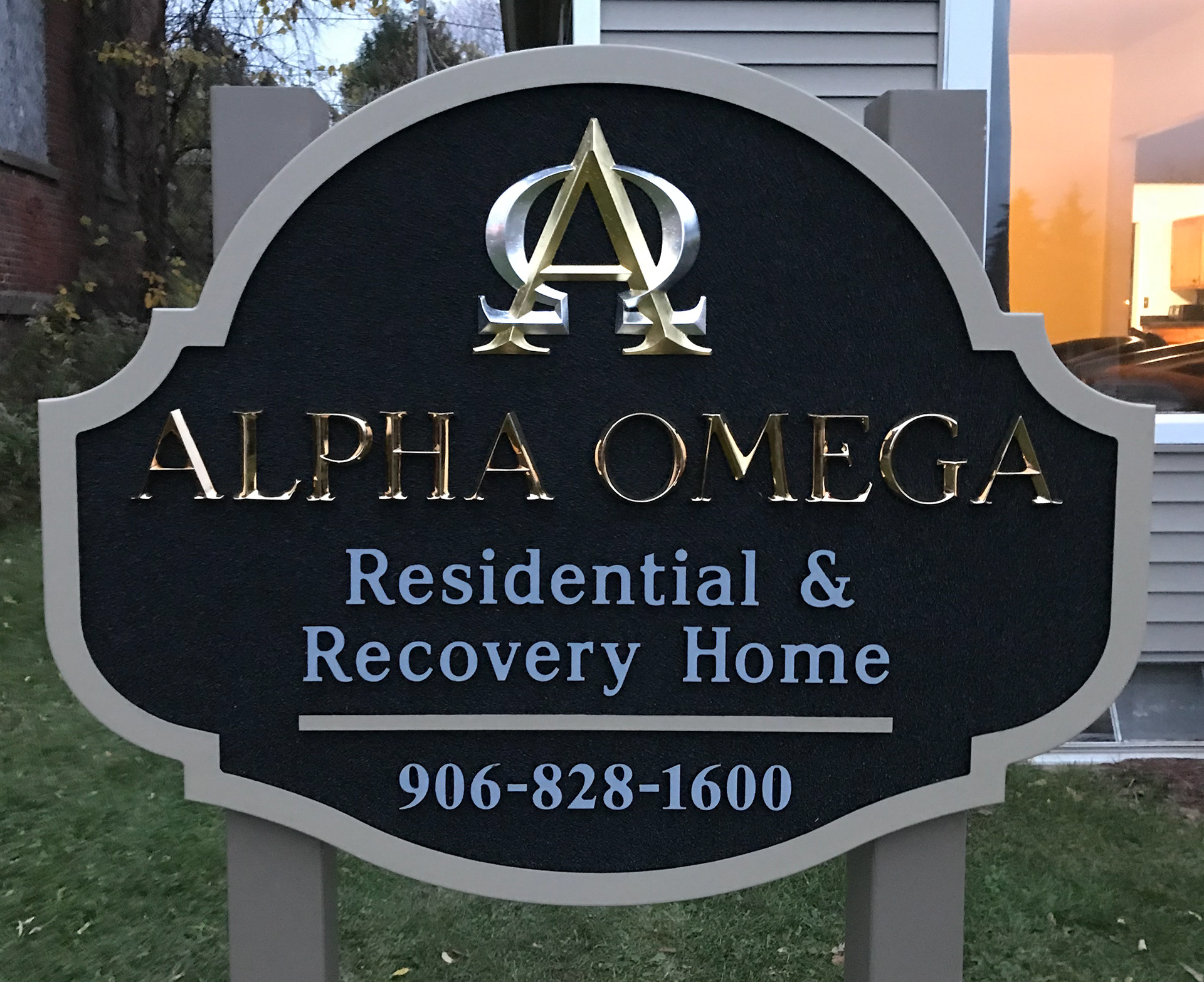 Polished Bronze Title / Gold and silver leaf Logo