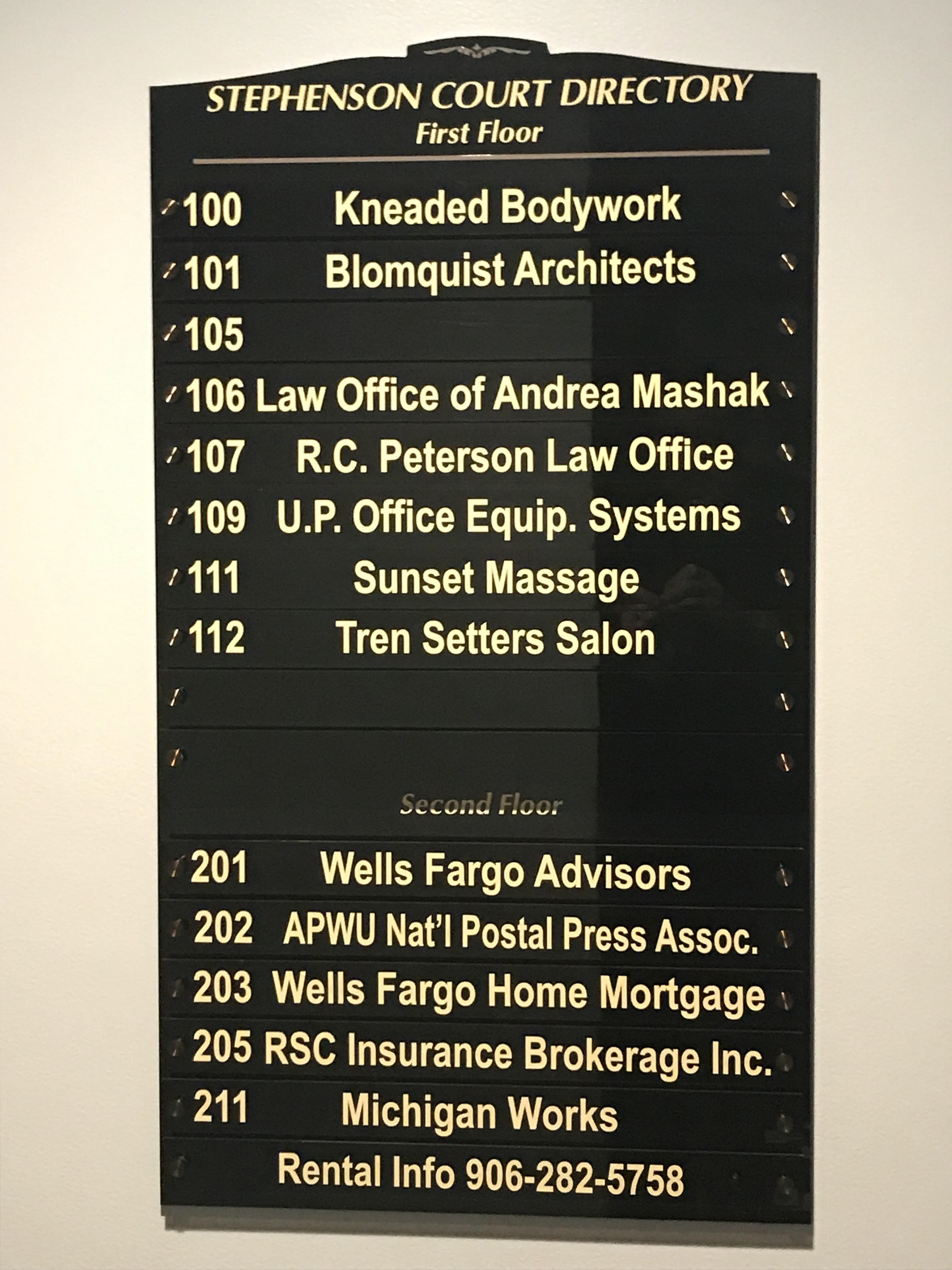 Vinyl on Smoke Acrylic Strips stood off from Aluminum Panel