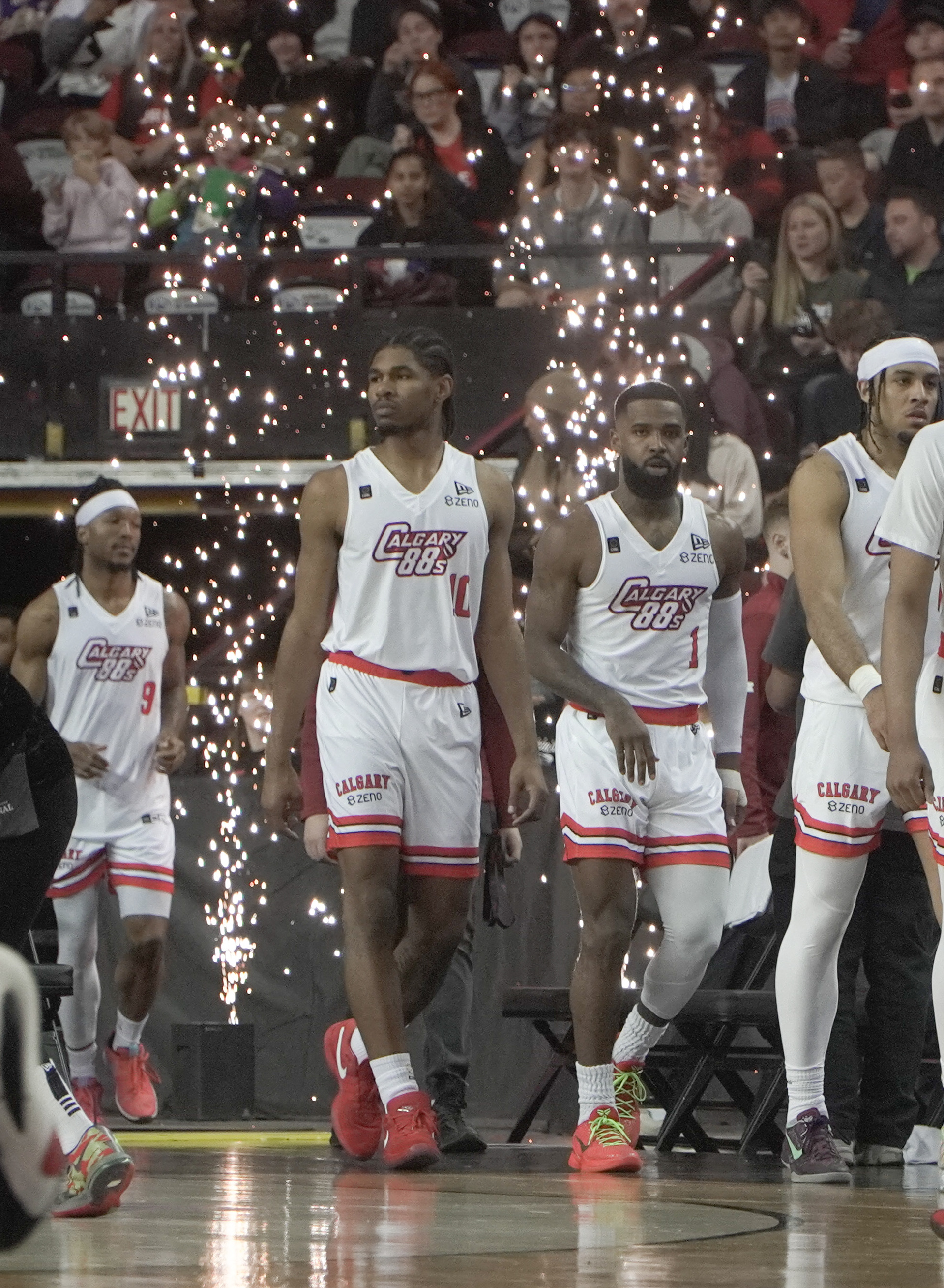 The Calgary Surge come out of halftime wearing the Calgary 88s uniforms on May 21, 2024.(Photo by Josiah Navratil/The Press)