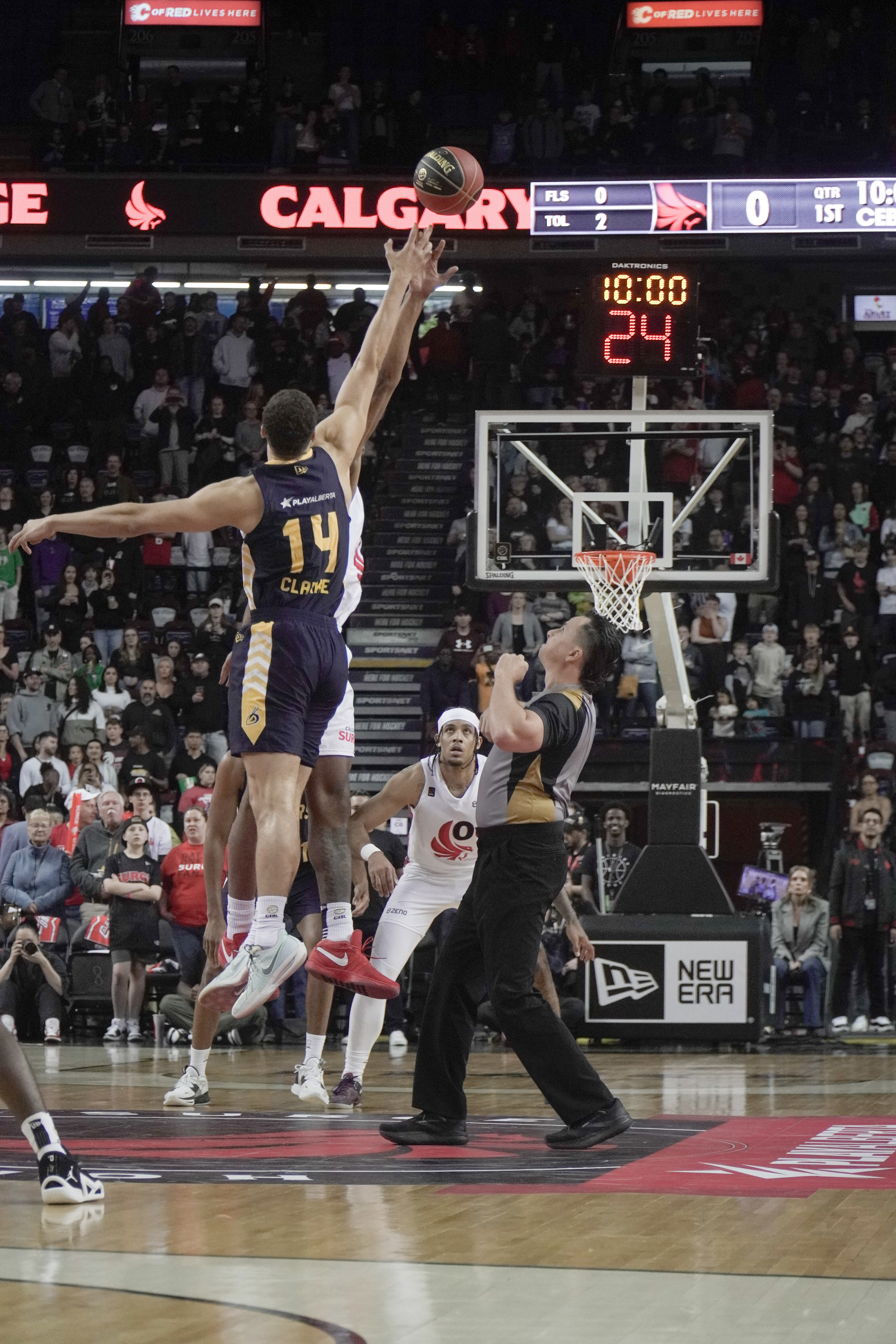 The tipoff of Surge to the Dome, the Calgary Surge home-opener for the 2024 season