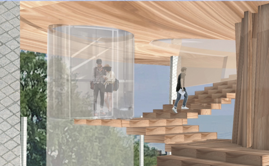  Elevator and Stairs from 20' to 40' Render
