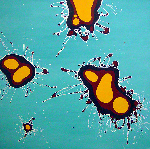 Untitled,  mixed media on wood panel, 120 x 120 cm. 2005.