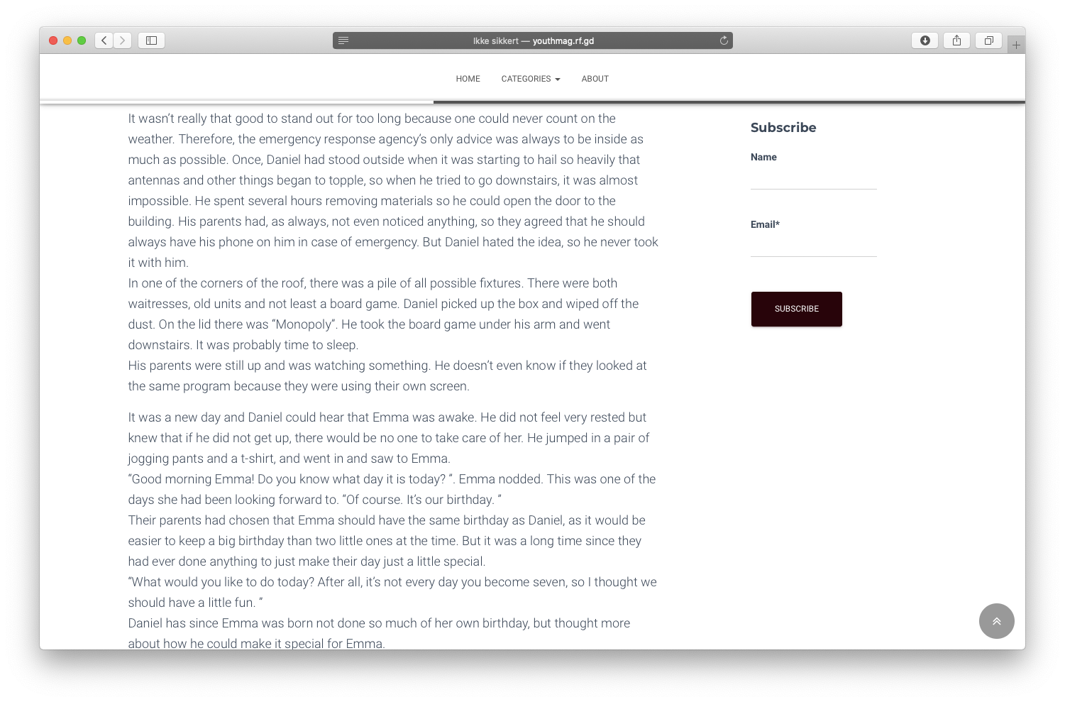 Newsletter side bar