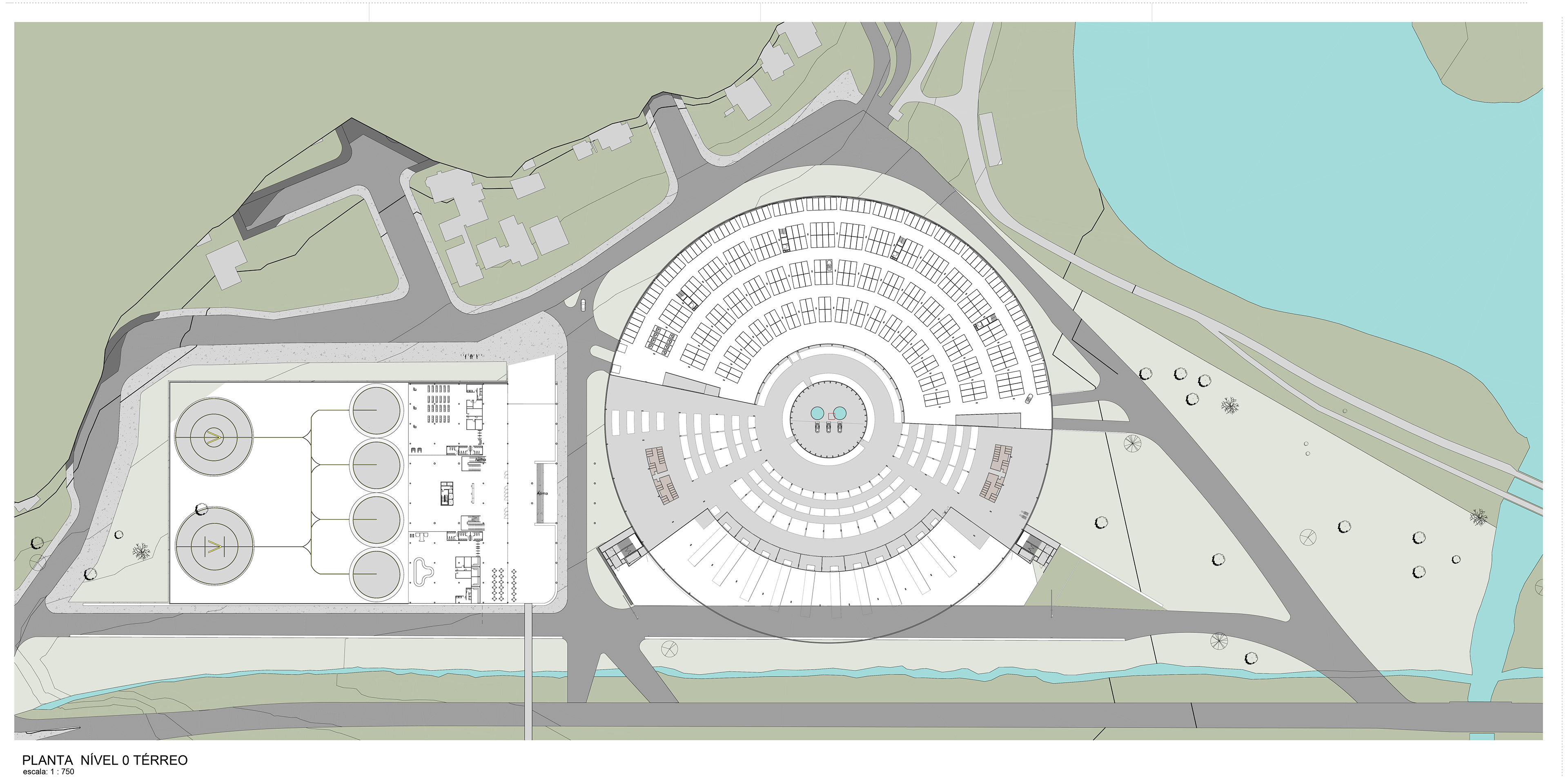 PLANTA NÍVEL 1 - TERMINAL DE PASSAGEIROS E ESTACIONAMENTO 