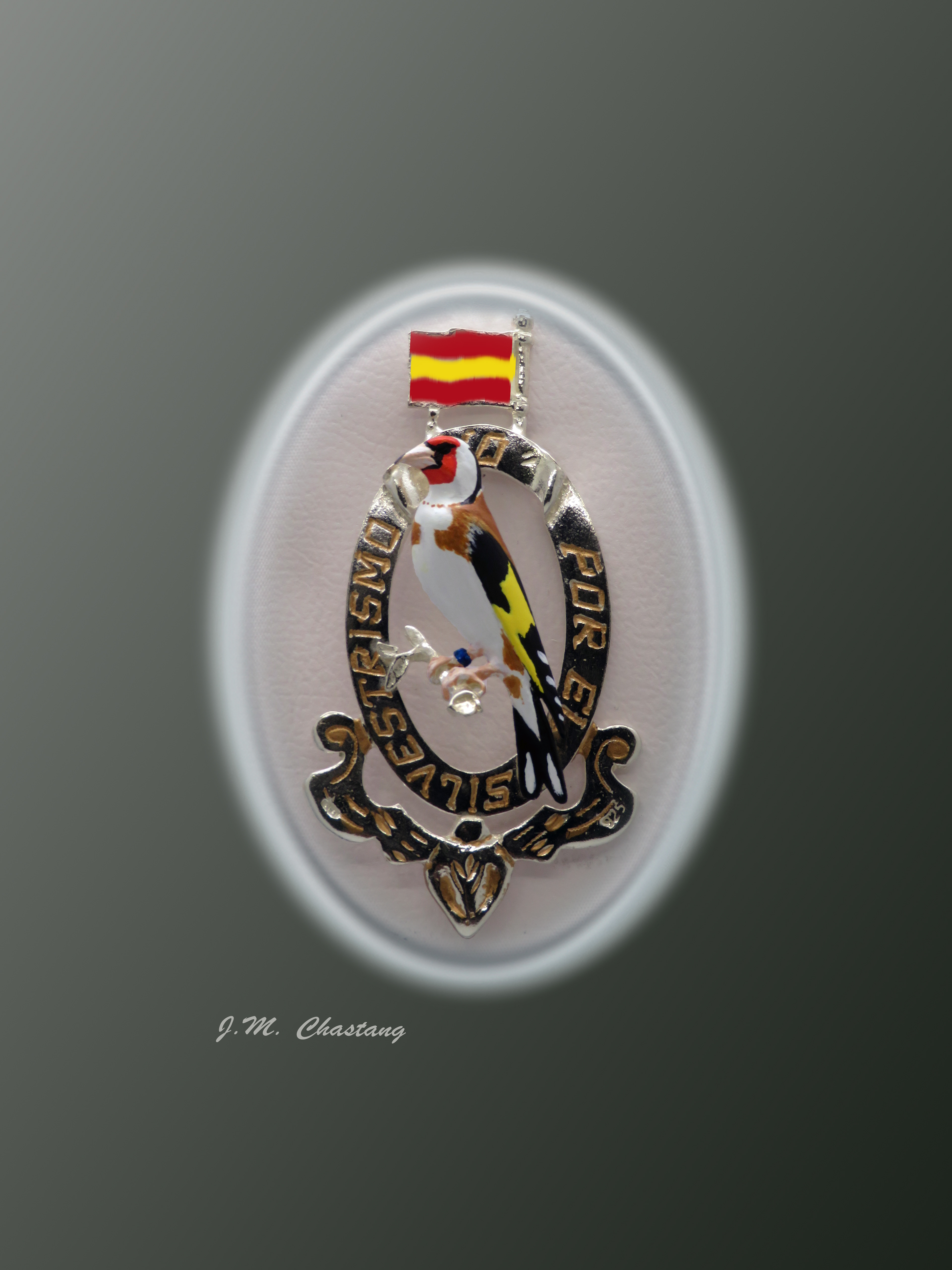Goldfinch pin solid silver