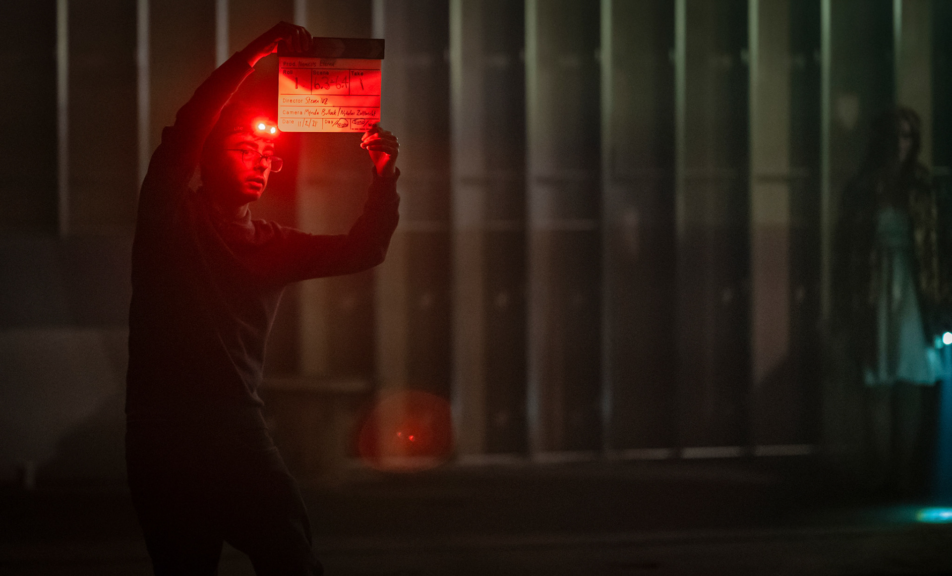 Filmmaker Stephen van Vuuren works with the cast and crew of the science fiction movie Nemesis Eterna. The filming took place in Winston Salem, NC.Photographed, Wednesday, November 3, 2021, in Winston-Salem, N.C. JERRY WOLFORD / Perfecta Visuals