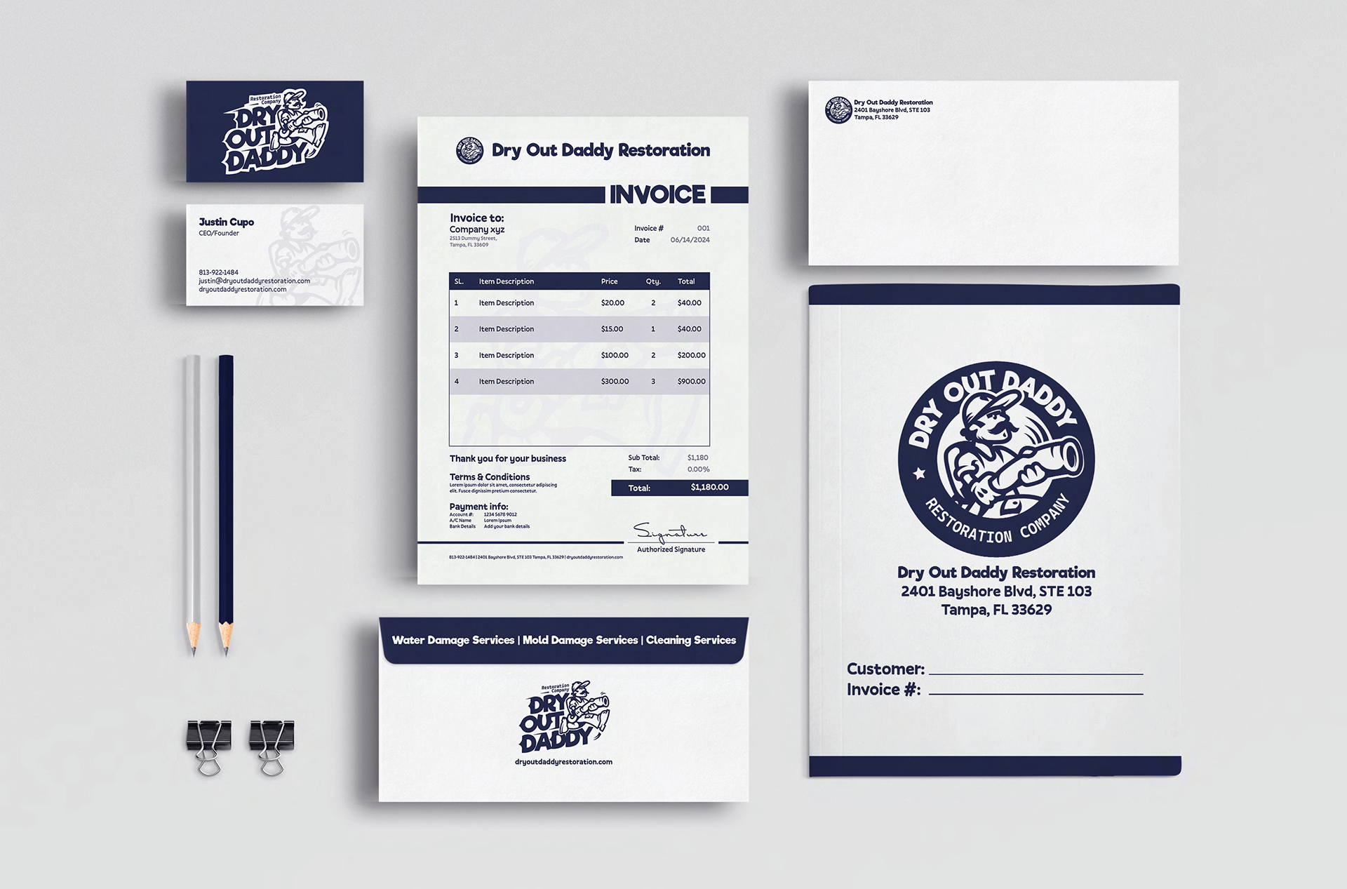 Stationary designed for Dry Out Daddy Restoration Company