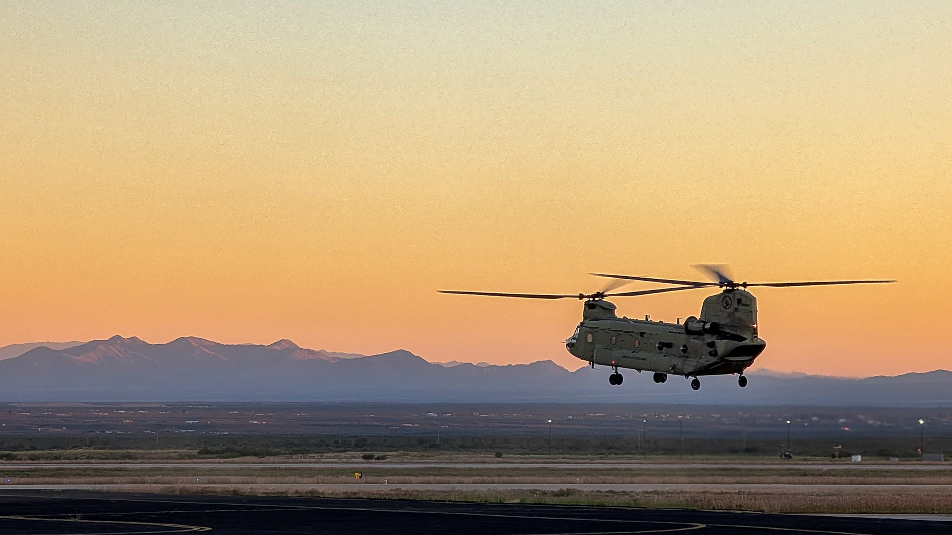 CH-47 sunrise liftoff