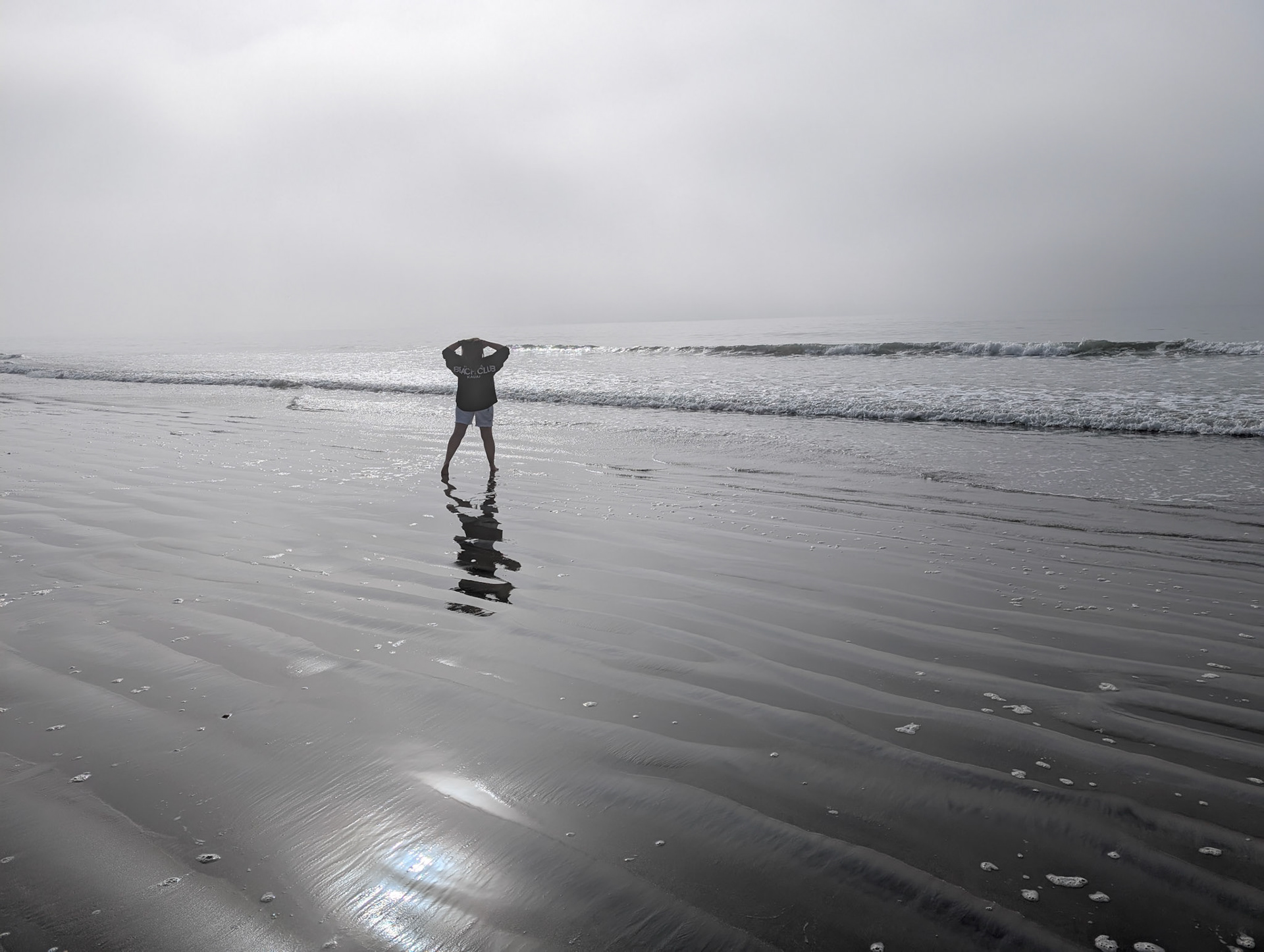 Enjoying the morning beach fog