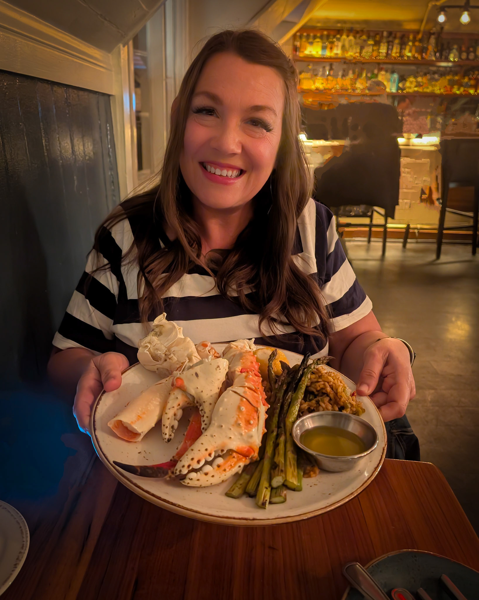 Fresh Crab legs at a seaside restaurant