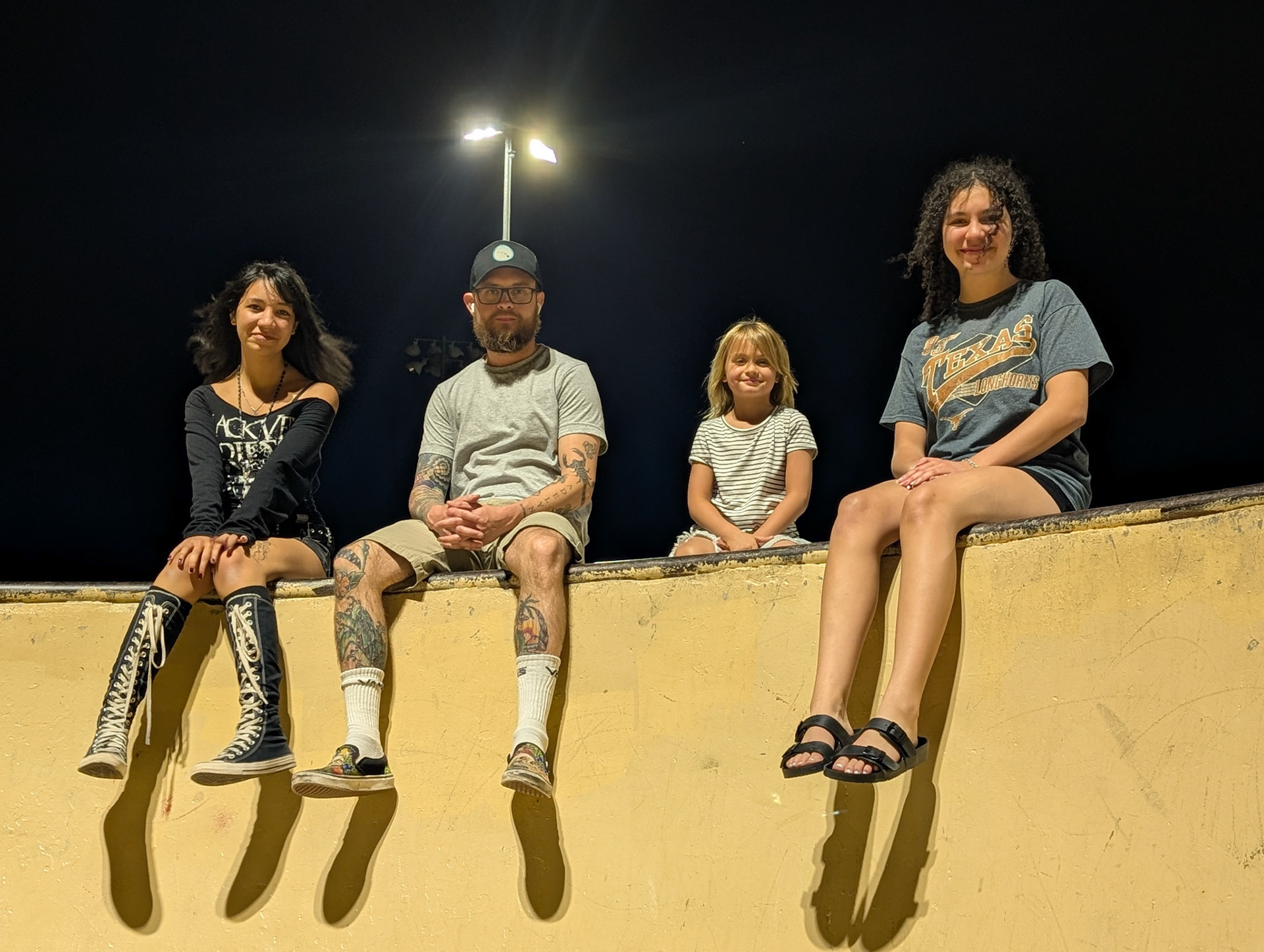My son, daughters and granddaugher at the skatepark