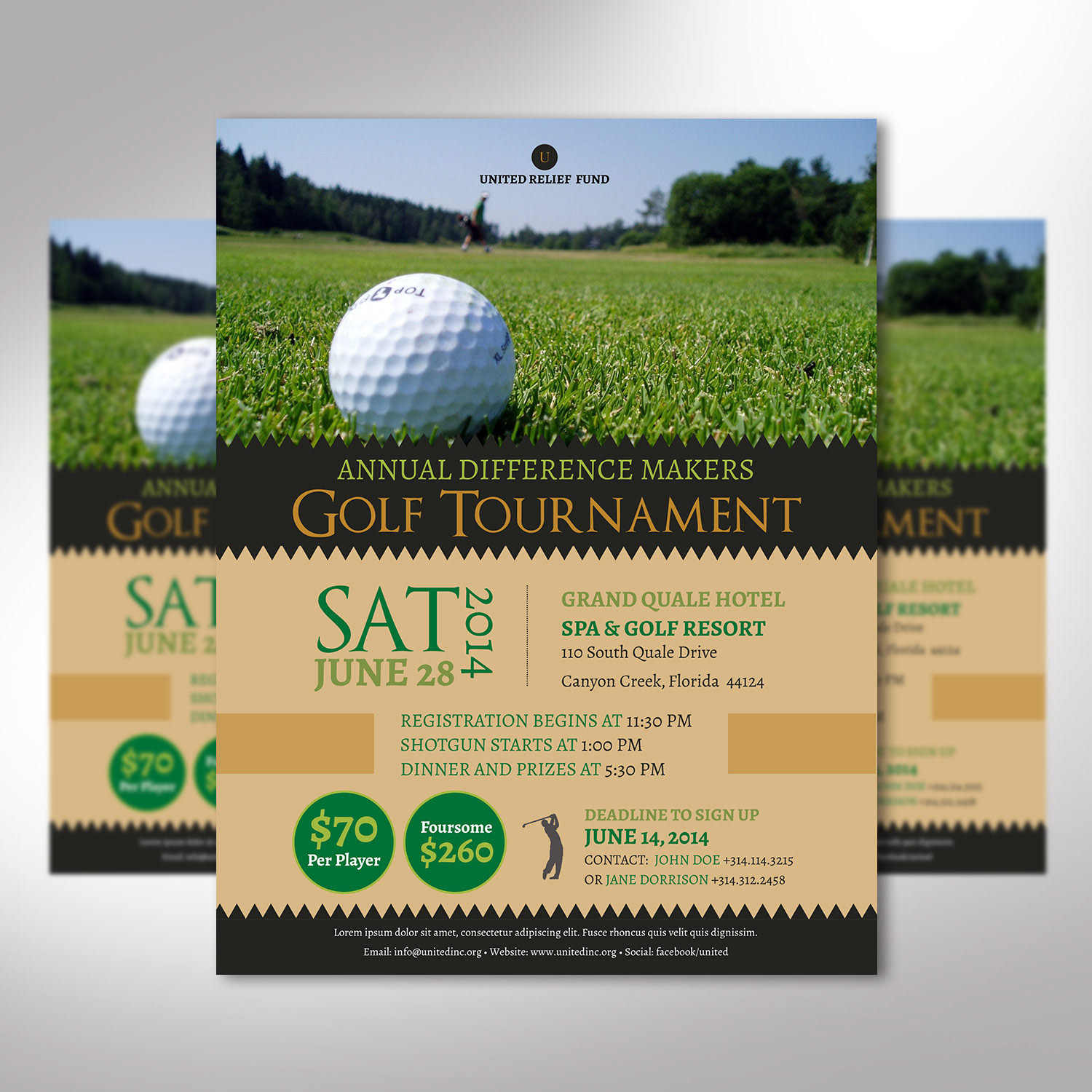 Charity Golf Tournament Poster PowerPoint Publisher Template – MasterBundles