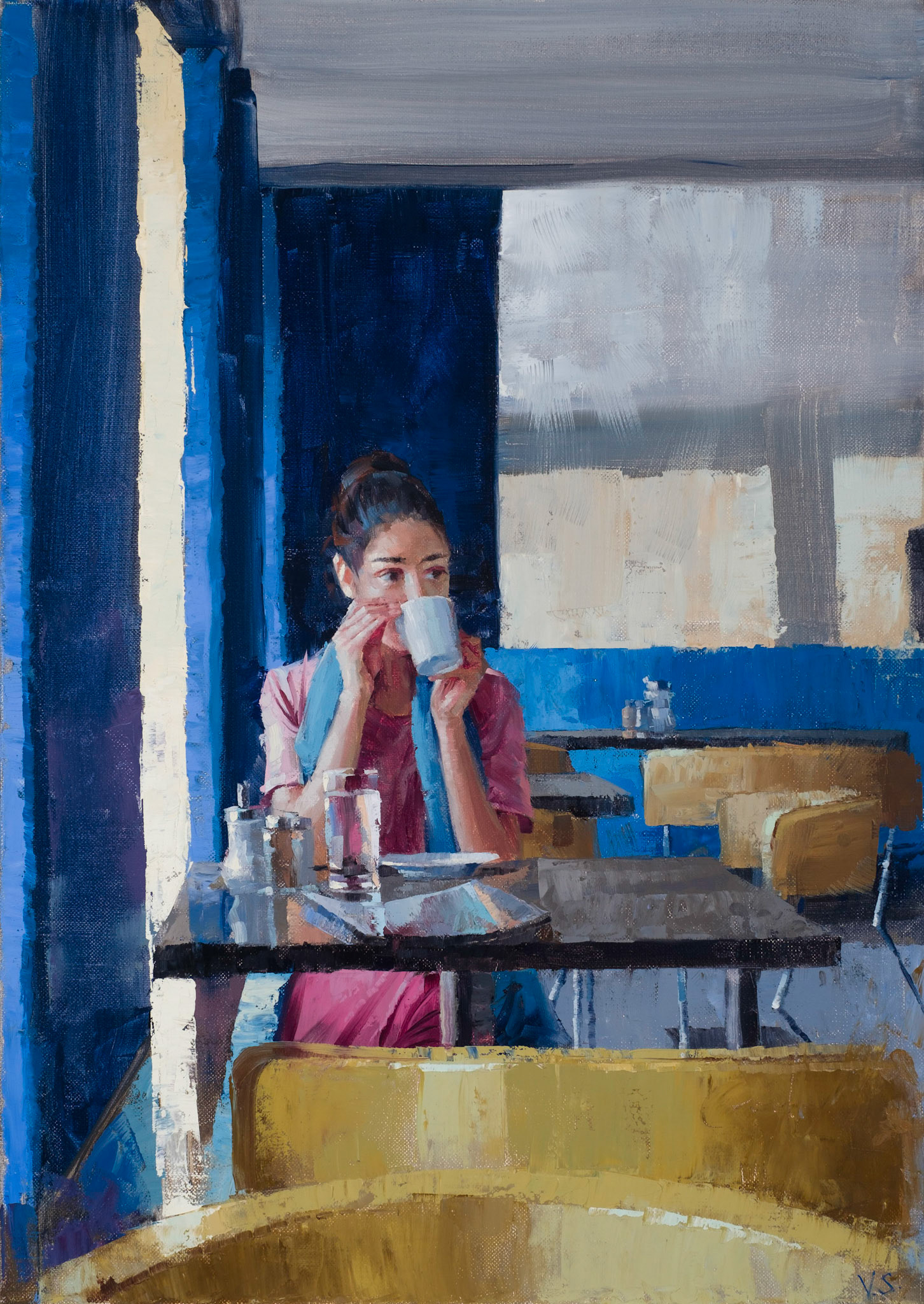 Cafe Szene, 70 x 50 cm, verfügbar ab 24.3.2023