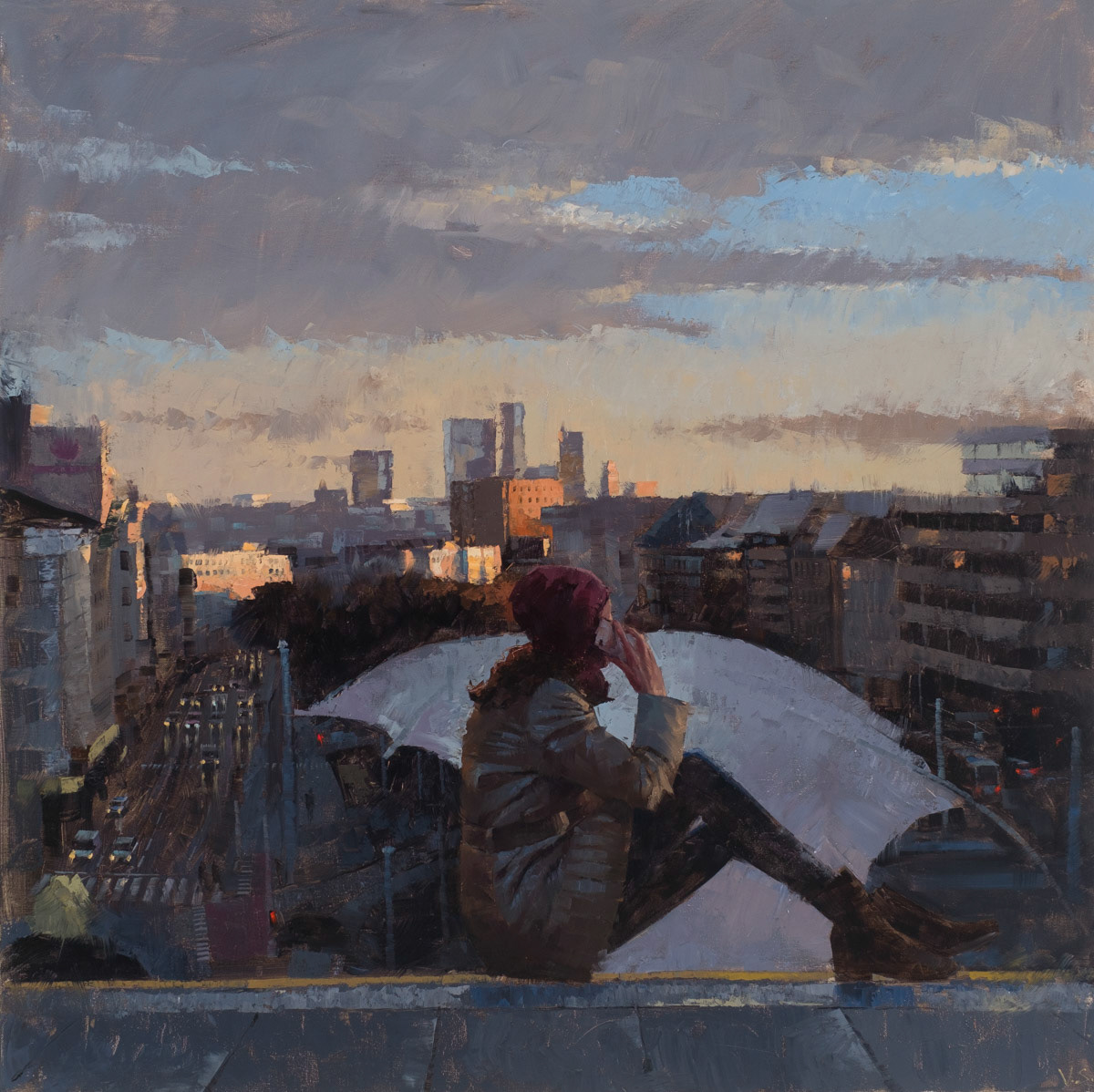 Blick von der Hauptbücherei, 2022, 100 x 100 cm 3000,-