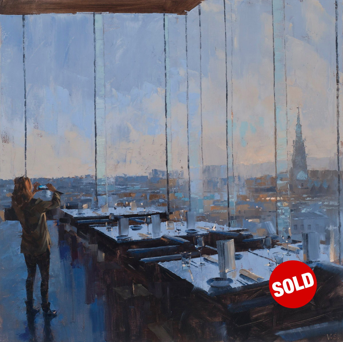 Restaurantblick, 2022, 100 x 100 cm, VERKAUFT