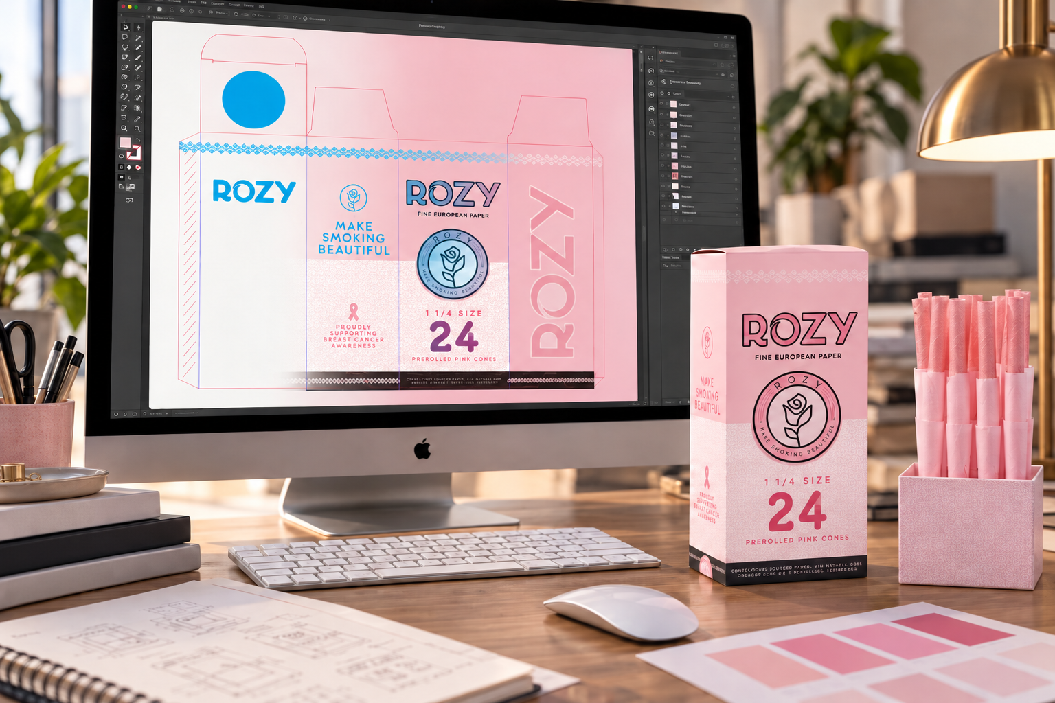 Generated Image of the dieline, spot uv layer, and the artwork.