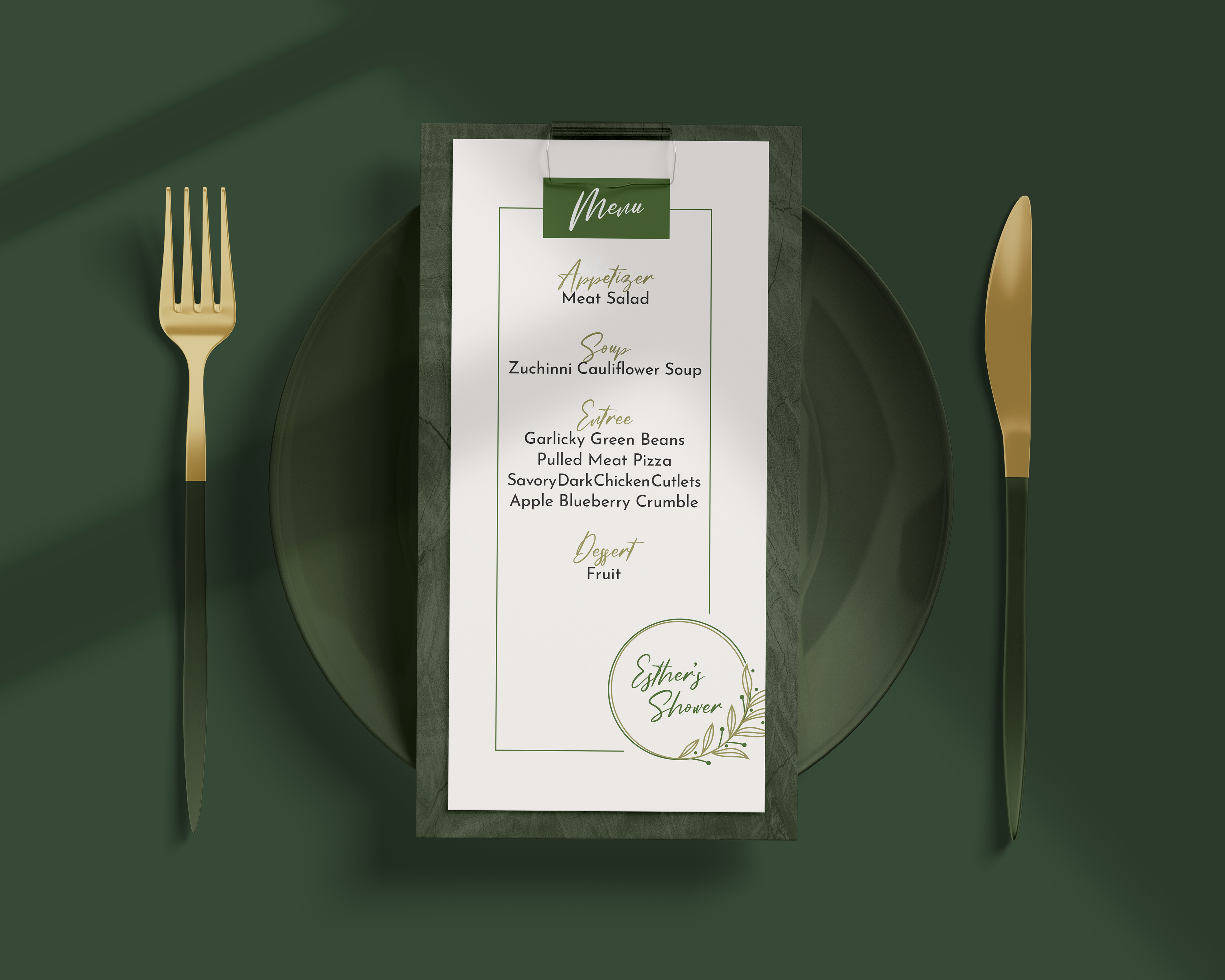 Esther Nussbaum Shower Menu