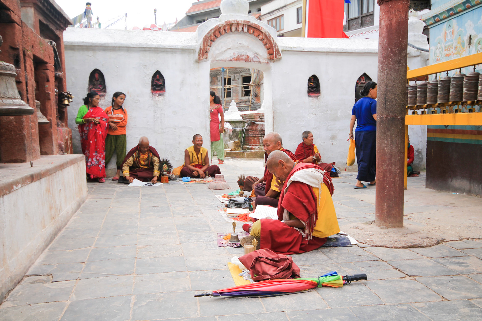 Monks at the Swayambhunath Temple, Kathmandu