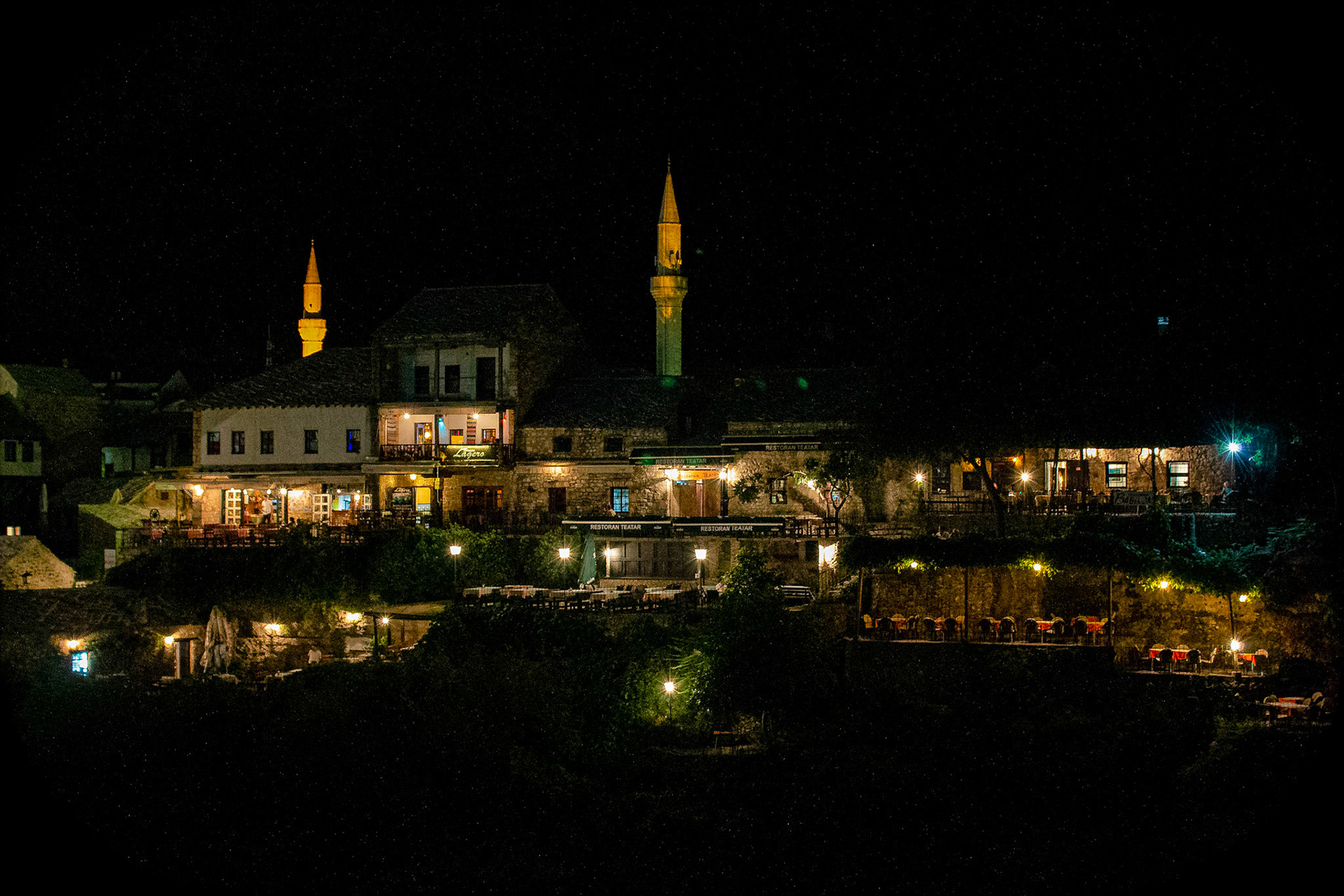Riverside cafes, Mostar