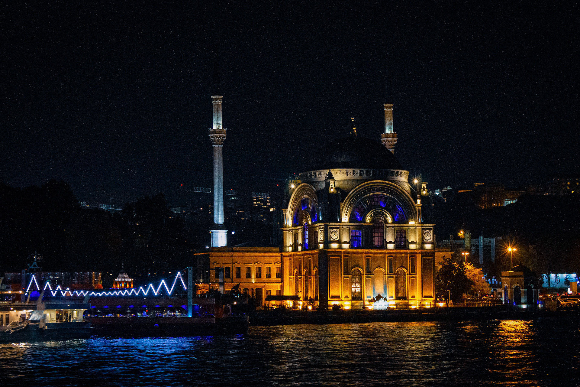 Ortakoy Mosque seen from the Bospherous, Istanbul