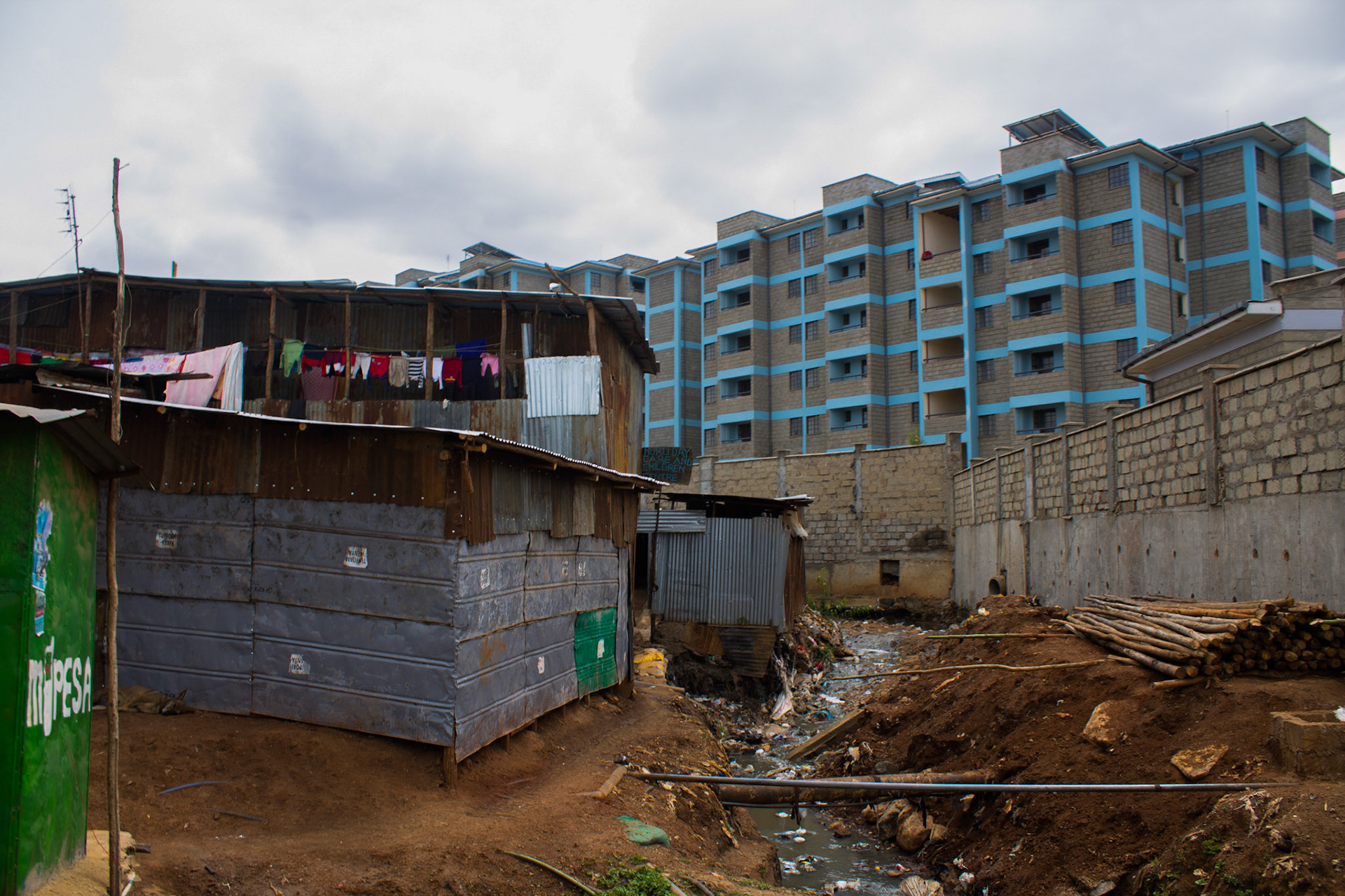 Kibera with the new public housings in the background