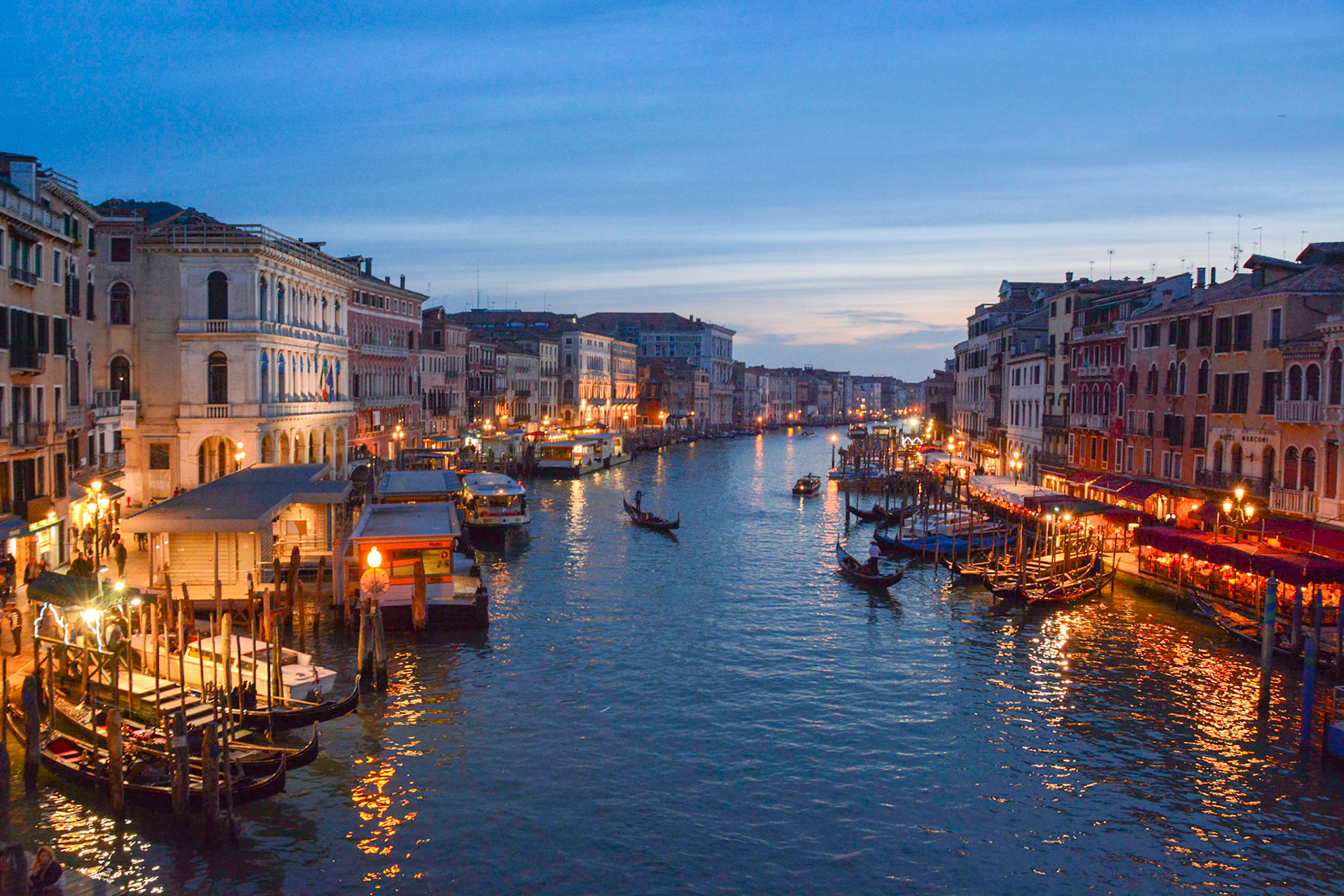 Lovely view from the Rialto Bridge in Venice.