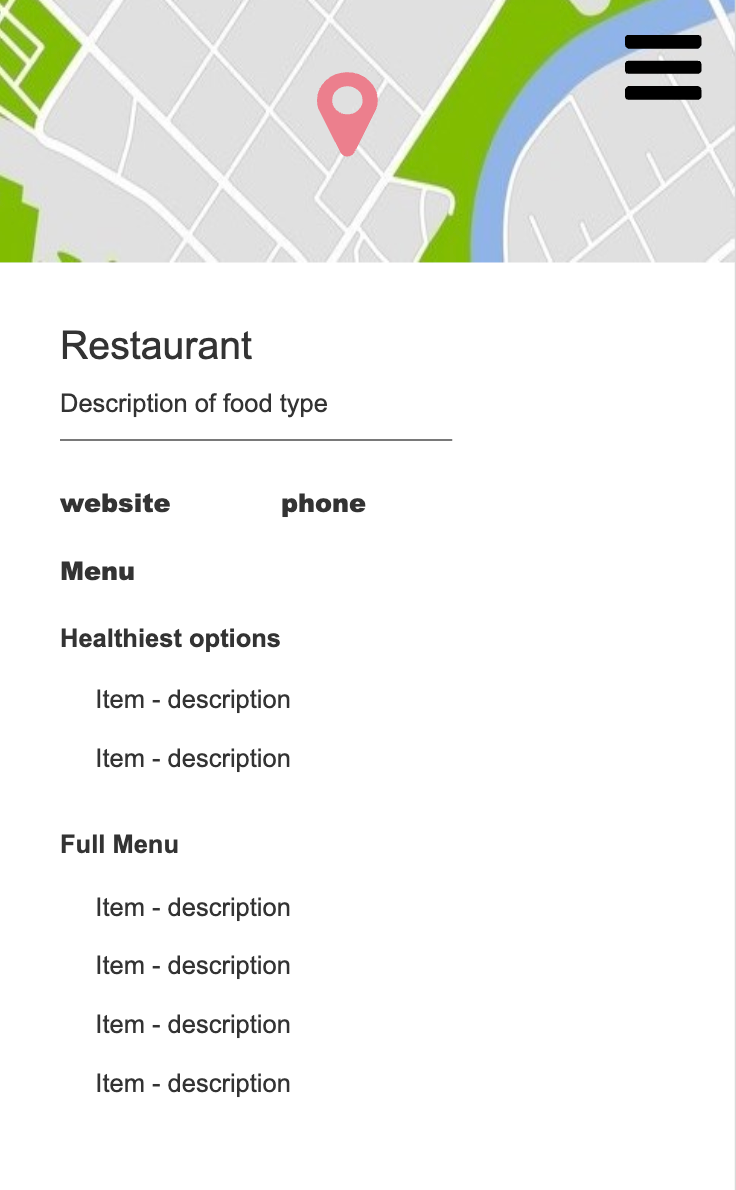 Restaurant Home Page - Wireframe