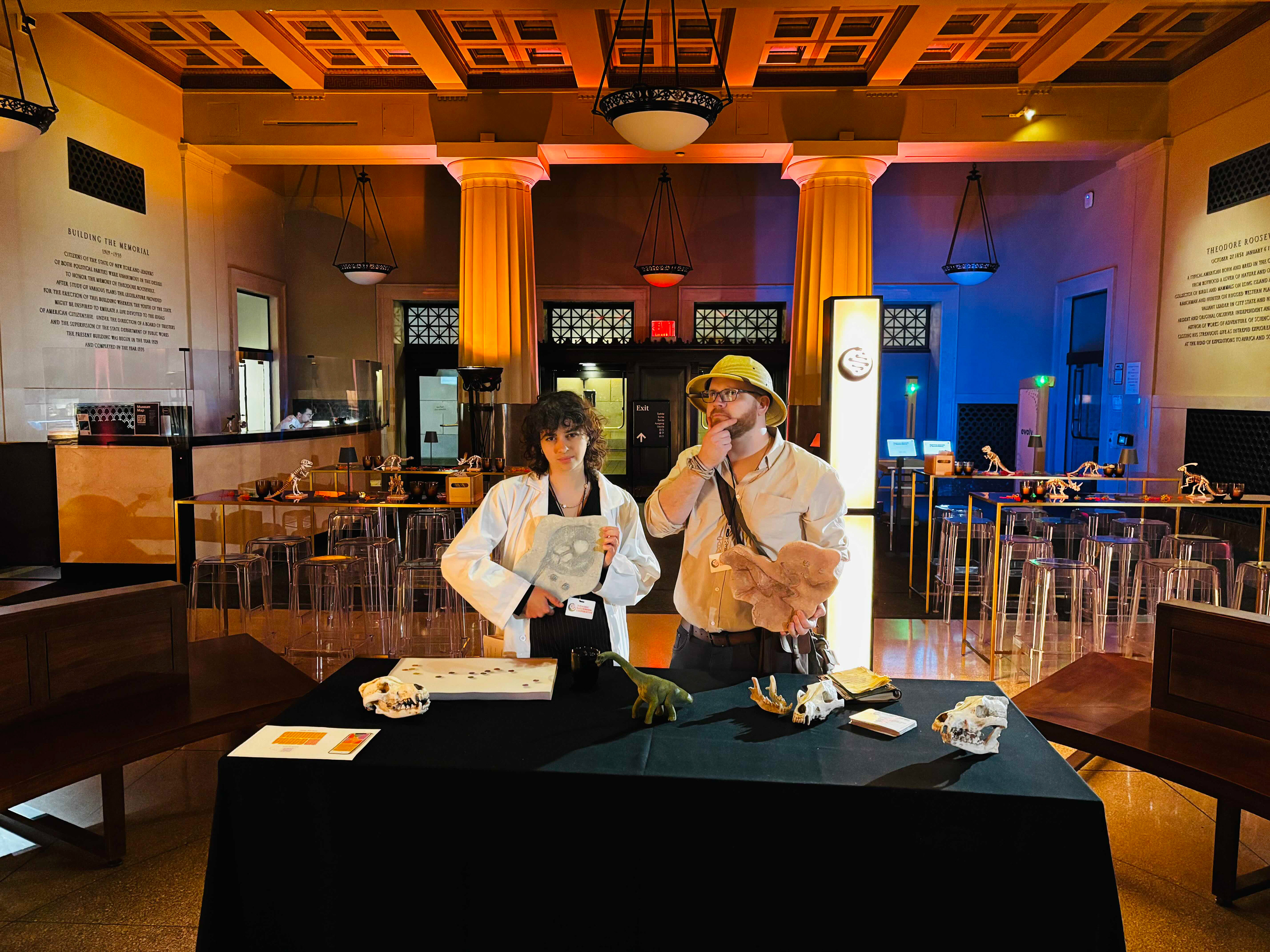 Posing as paleontologists and scientsts at the American Museum of Natural History for a large corporate event