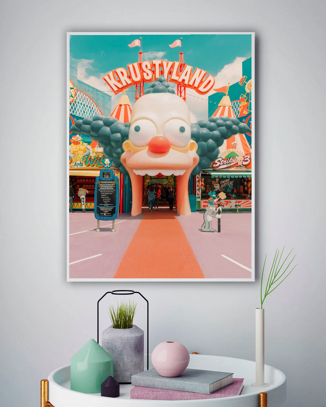 Fotokunst fra Springfield i Los Angeles som vægkunst. Popkultur, farver og arkitektur.