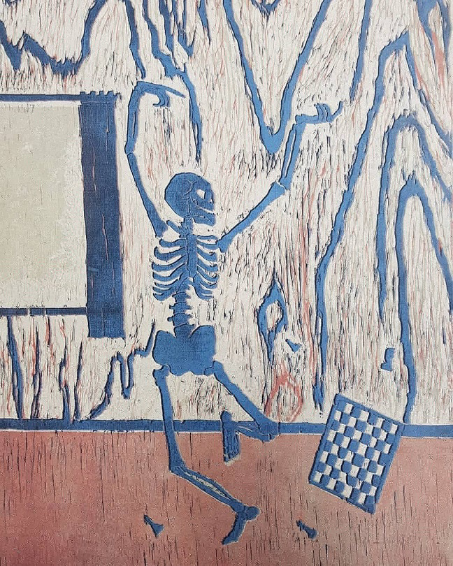 Checkmate, Woodcut, 2019