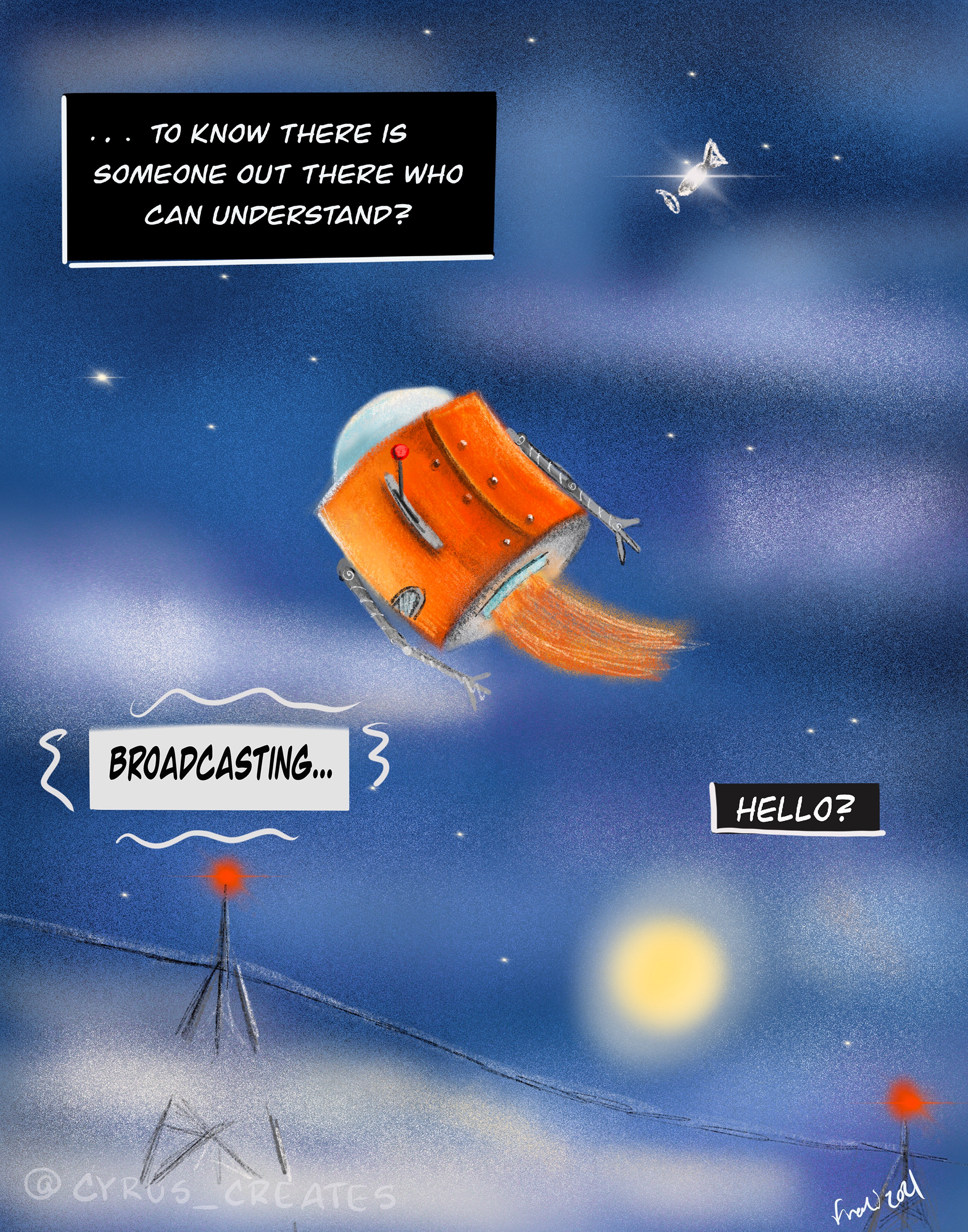 Back to our first robot, who continues looking for connection without feedback, despite other's hearing him