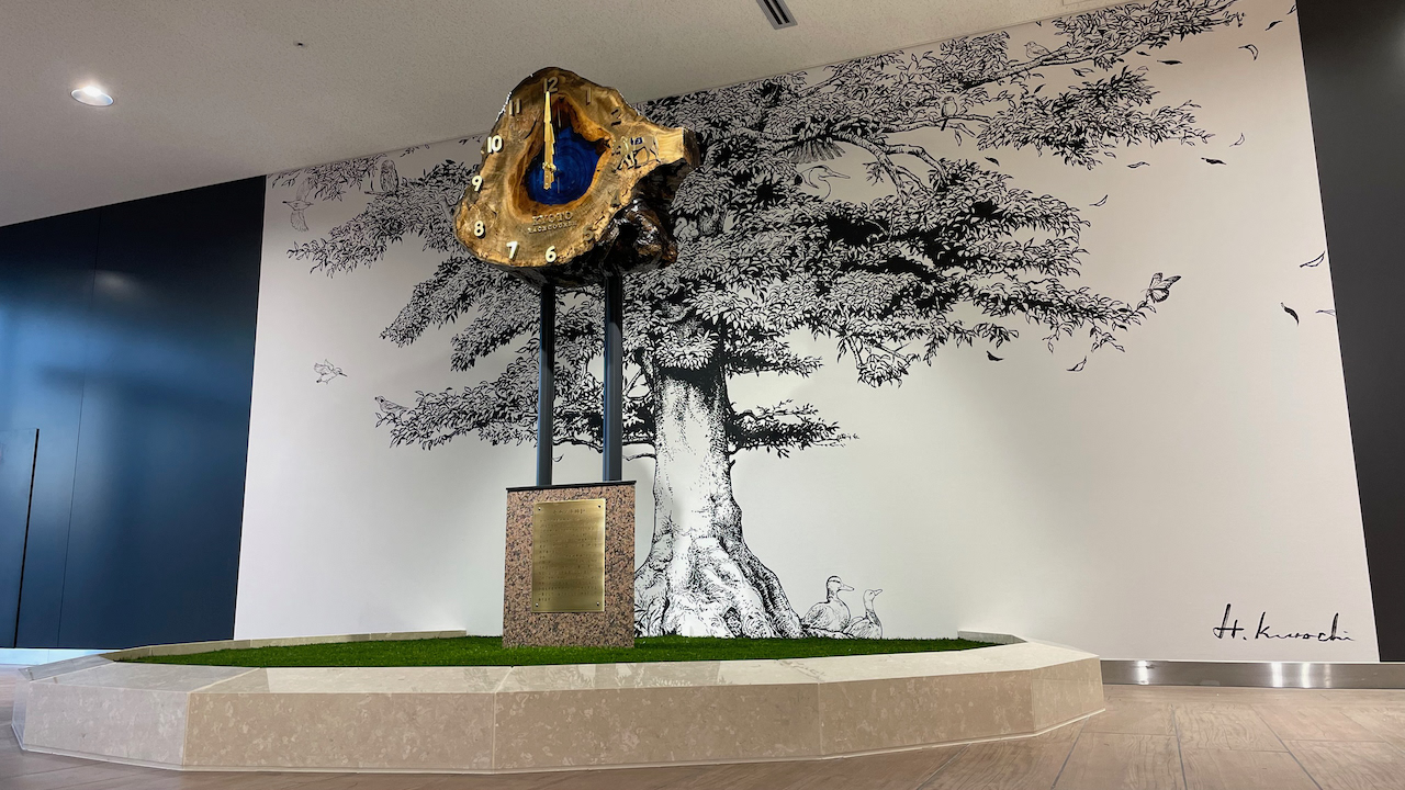 Hideyuki Kurochi Works - JRA京都競馬場 モチノキ時計壁画 Hideyuki Kurochi Works - JRA京都競馬場 モチノキ時計壁画