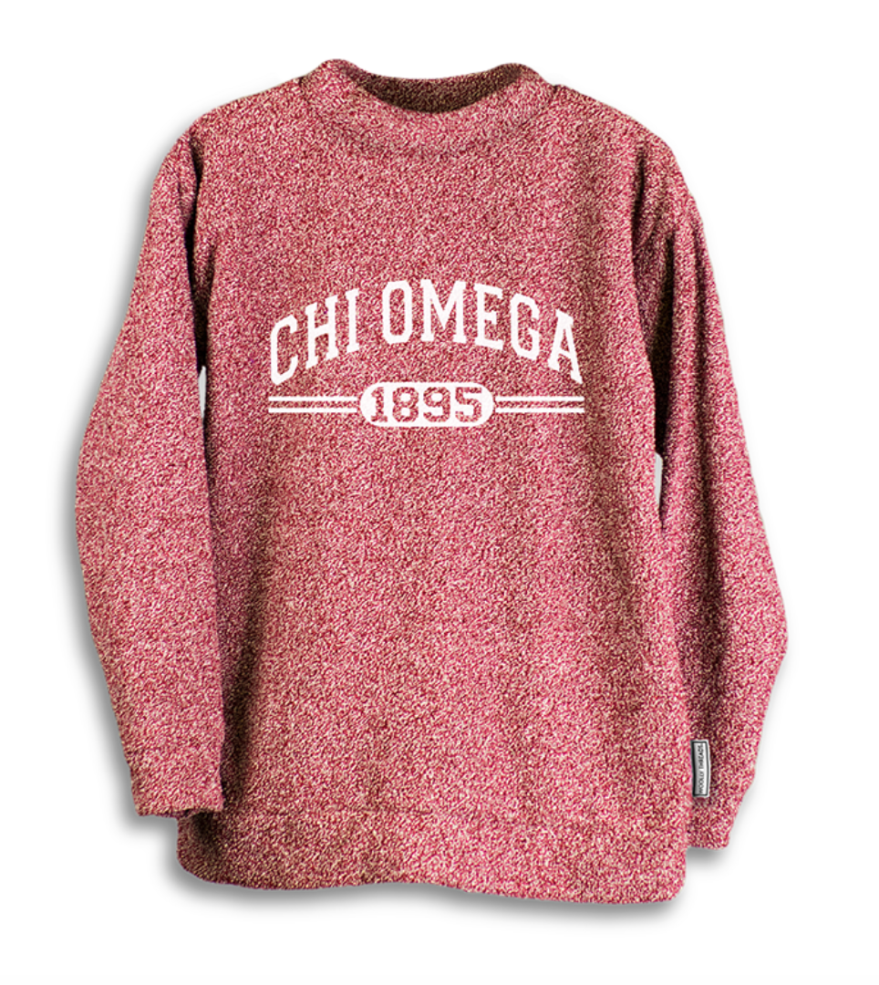 Chi Omega design in Heather Crimson