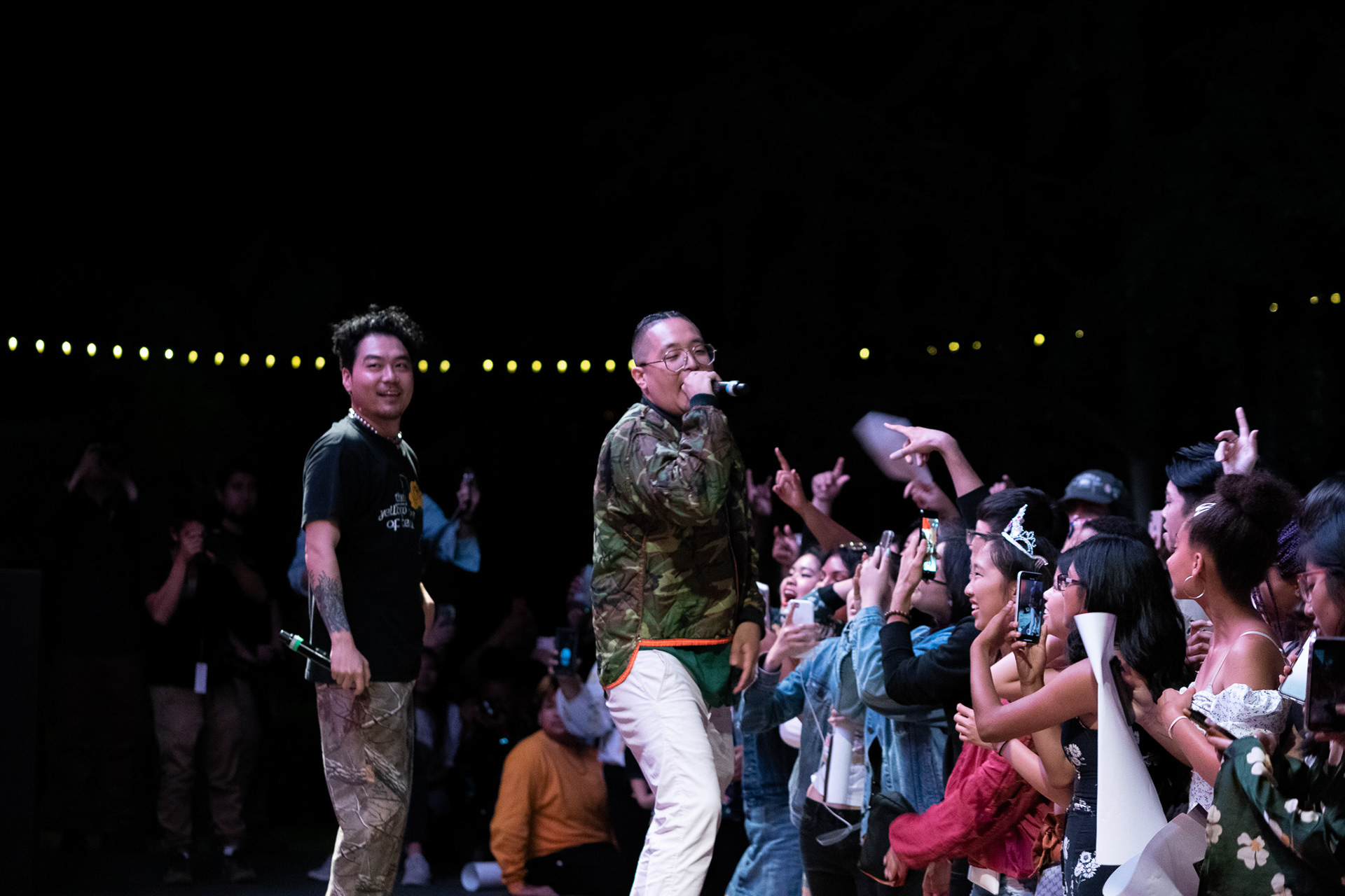 Rekstizzy and Dumbfoundead perform "K-Pop Single" at KXFest LA in Los Angeles on Jul. 20, 2019.