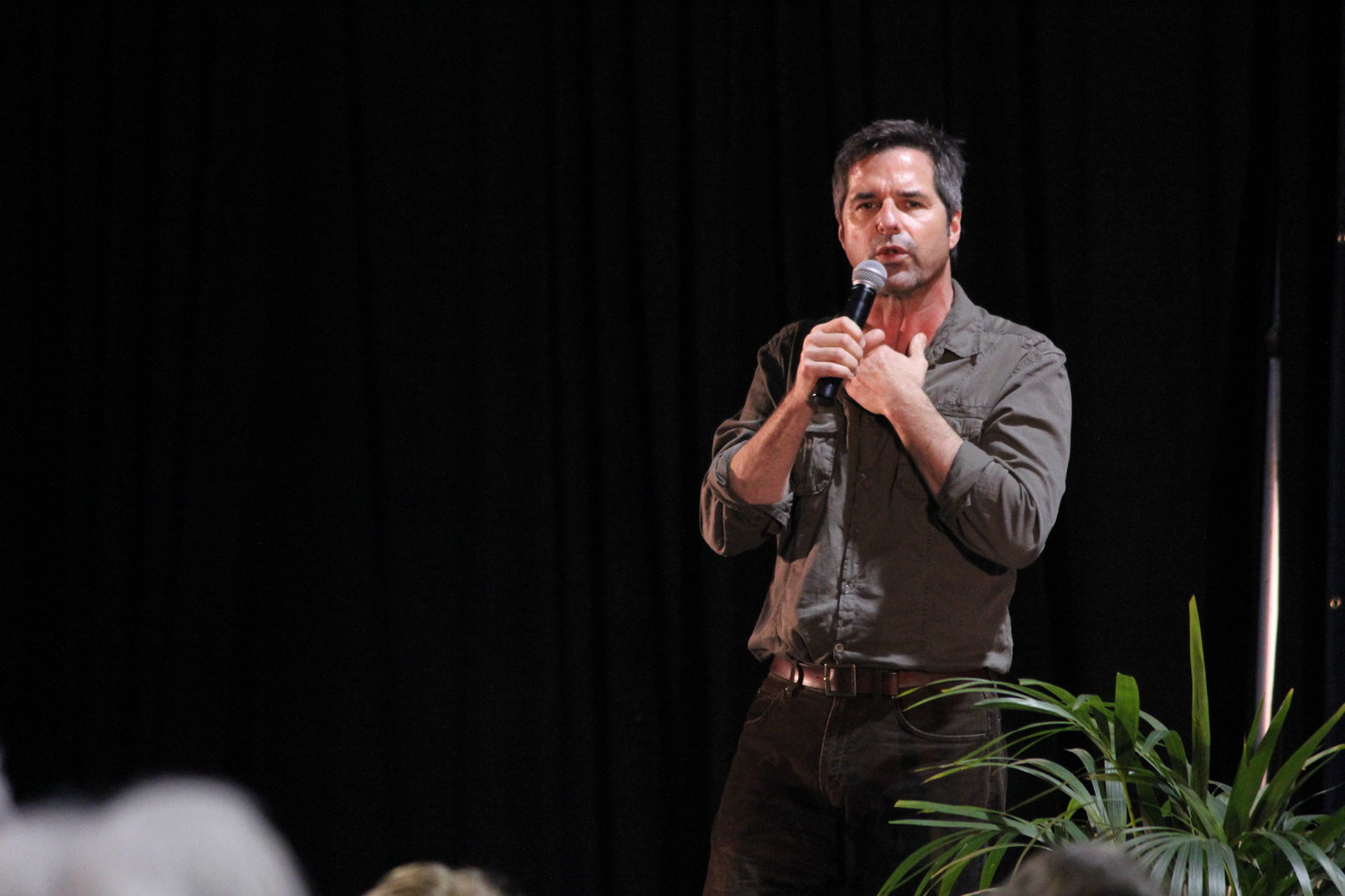 Don Wildman, travel TV show host, speaks at the Los Angeles Travel and Adventure Show in Long Beach on Feb. 9, 2014.