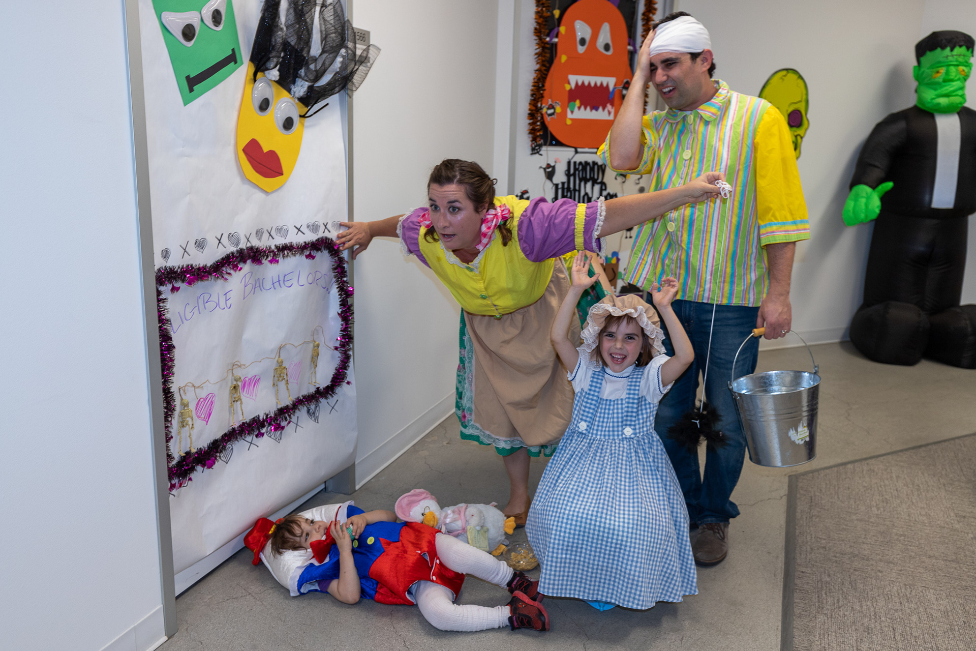 Warner Media employees spend time with family and colleagues at a Halloween-themed party in Burbank, California on Oct. 25, 2019.