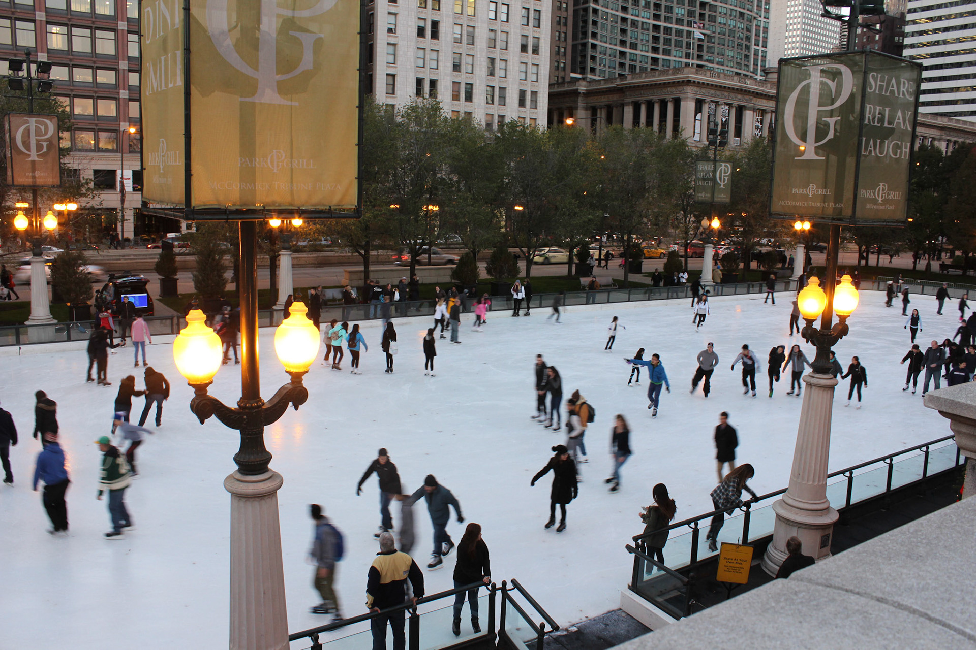Ice skating rink at Millennium Park in Chicago, Nov. 2015