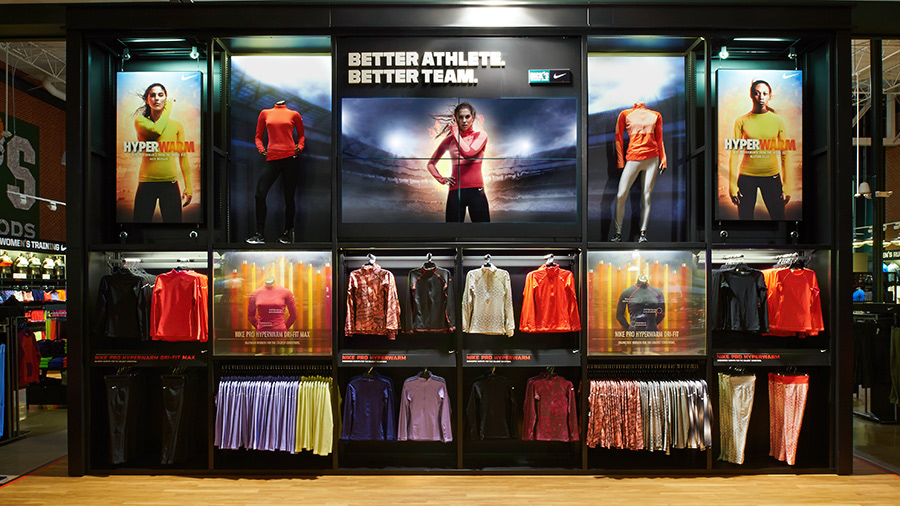 Branded Clothing Display, Modell's Sporting Goods Store Interior