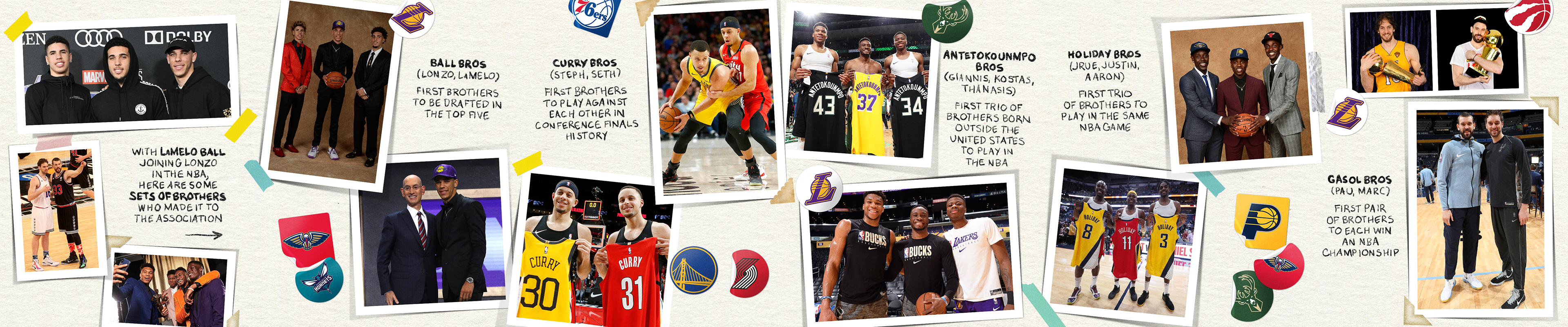 Instagram carousel photoillustration featuring siblings in the NBA