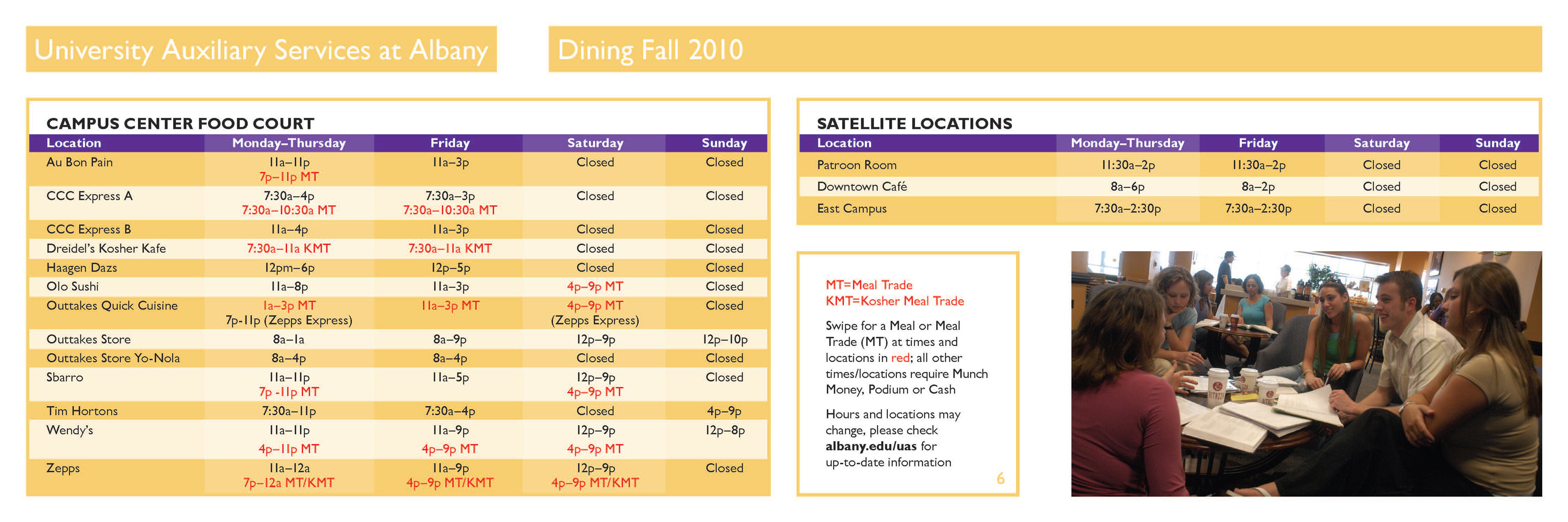 UAlbany Dining Services brochure