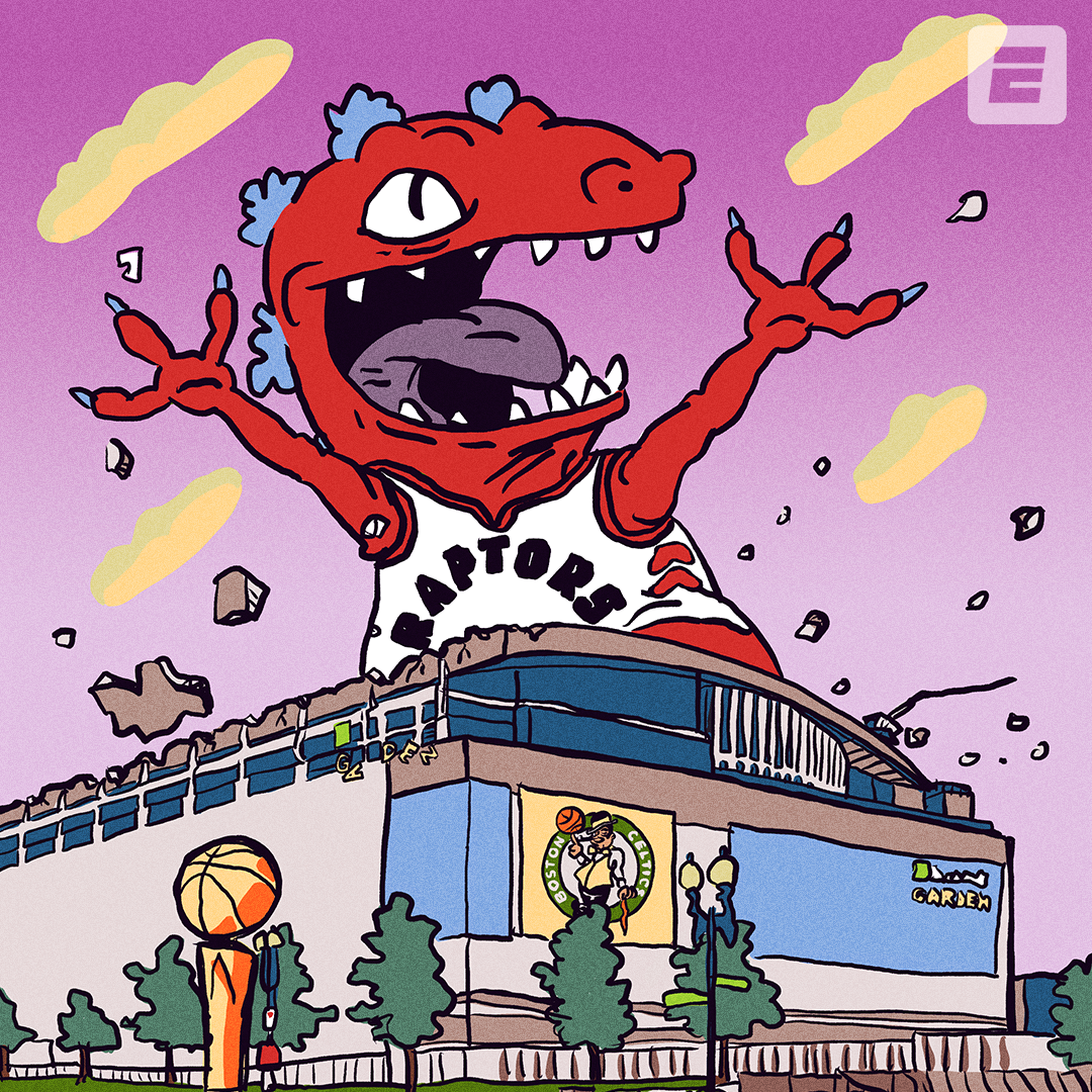 Toronto Raptors illustration in the style of the Rugrats cartoon