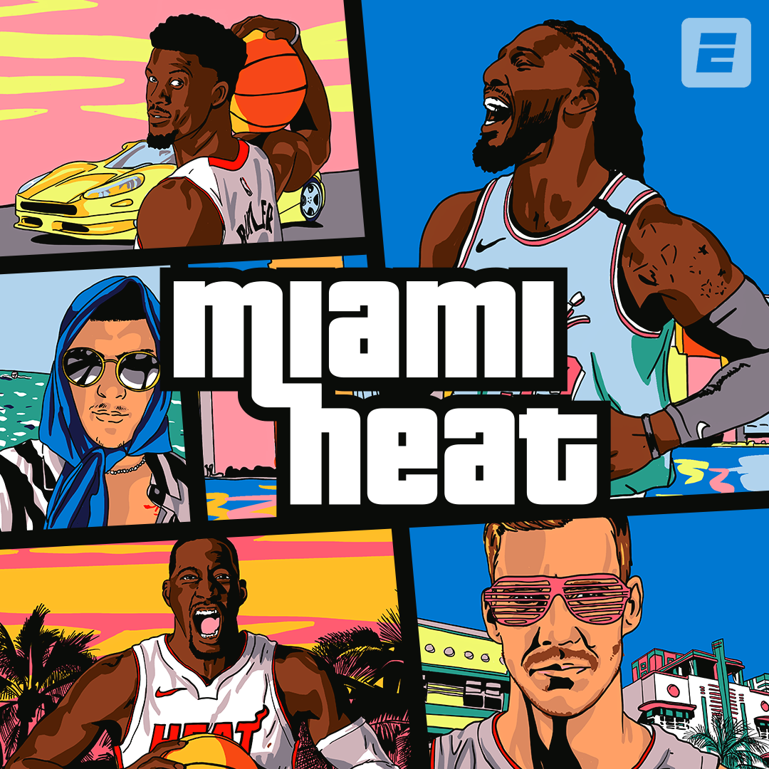 Miami Heat GTA pastiche; this graphic was retweeted by four of the five Miami starters following their 2020 playoff series victory