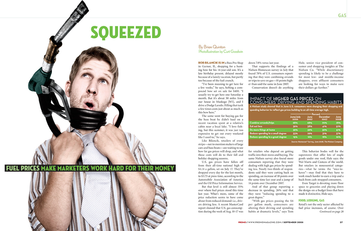 Promo feature spread; photo by Curt Goodwin