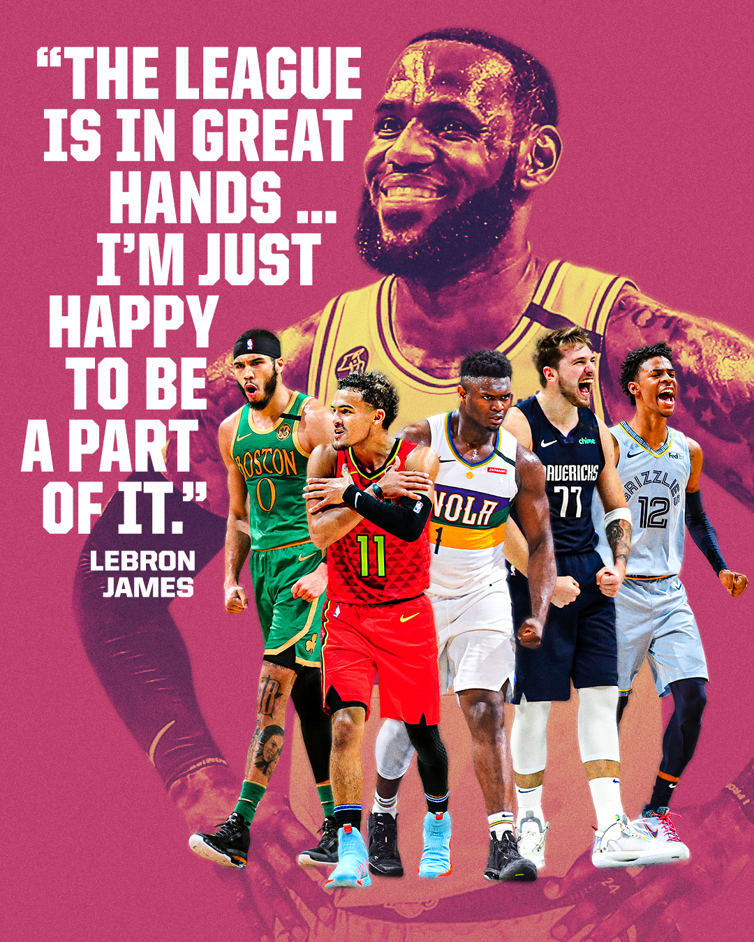 LeBron James quote graphic featuring the young stars of the NBA