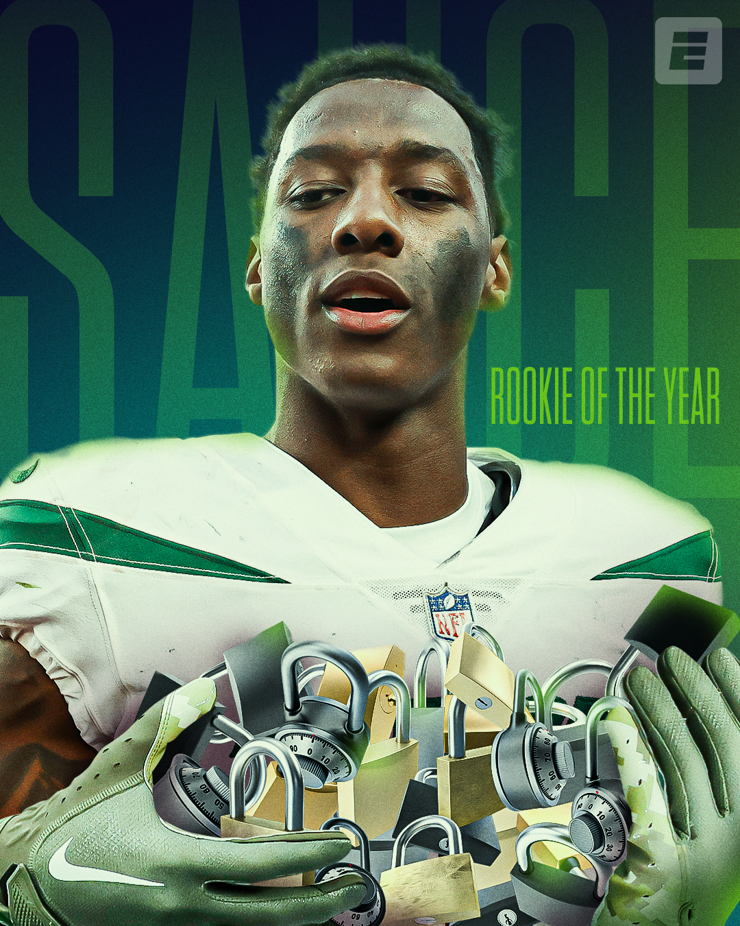 Sauce Gardner Rookie of the Year photoillustration