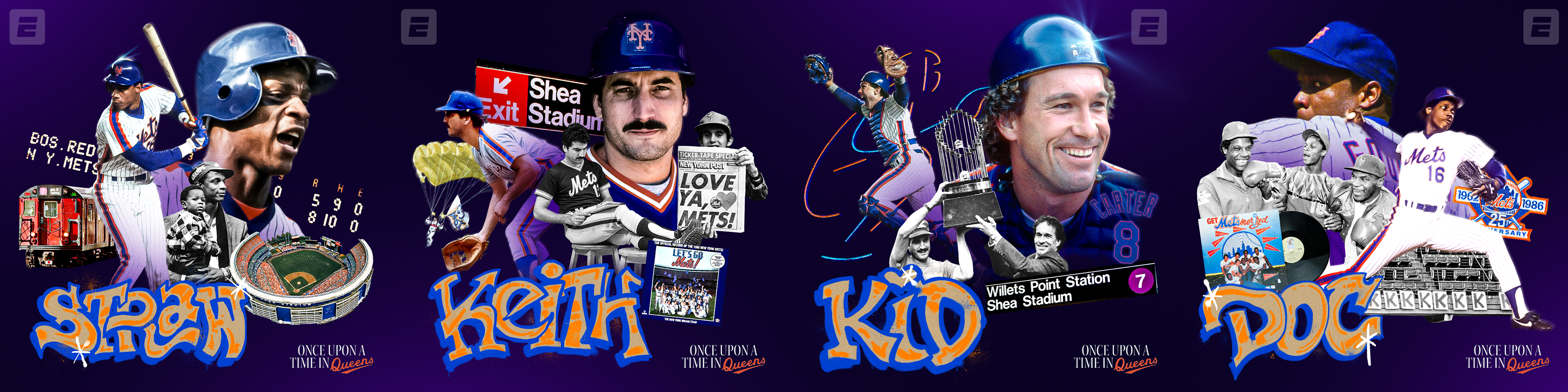 Instagram carousel promoting the '86 Mets documentary "Once Upon a Time in Queens"