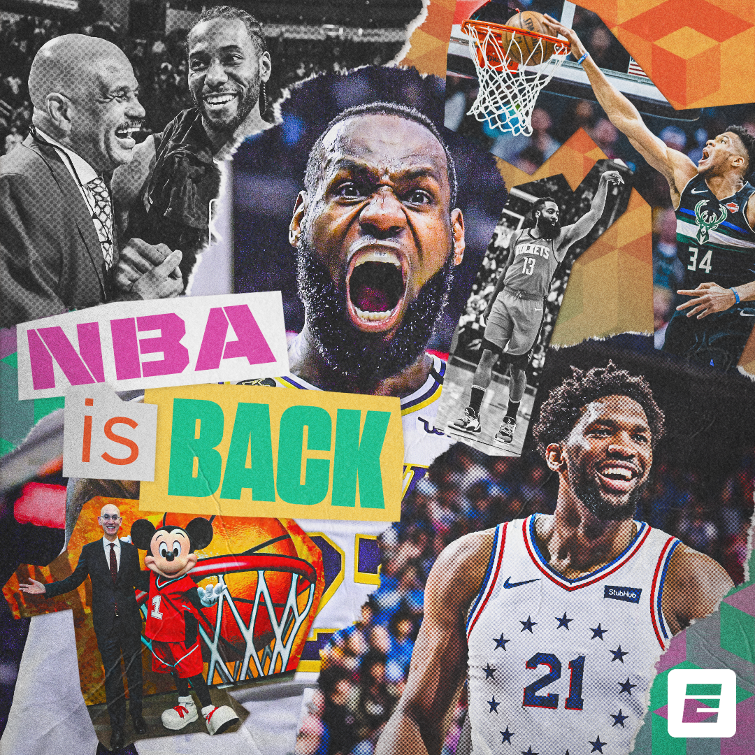 Collage commemorating the opening of the 2020 NBA season