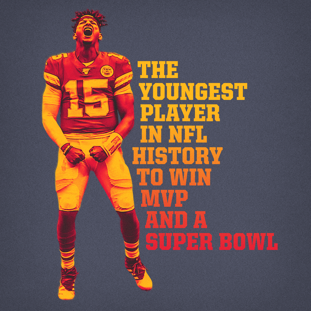 Patrick Mahomes Super Bowl LIV victory graphic; this was the top performing graphic on ESPN platforms following the game