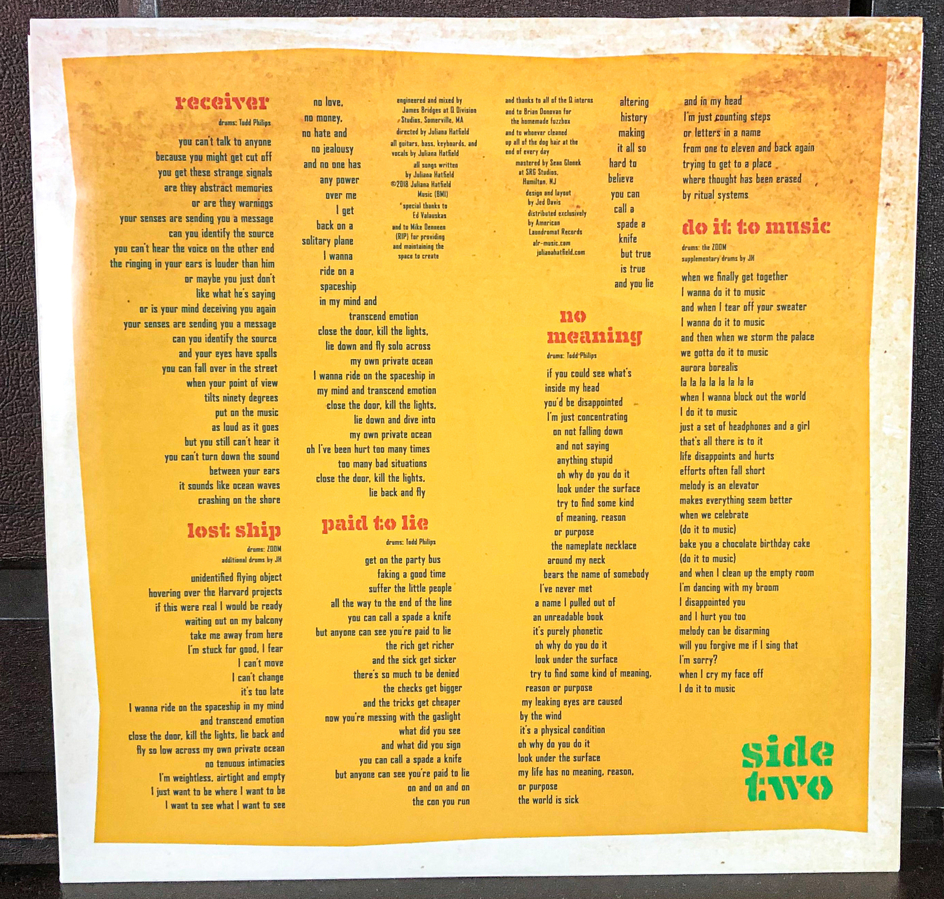 Inner sleeve, side two