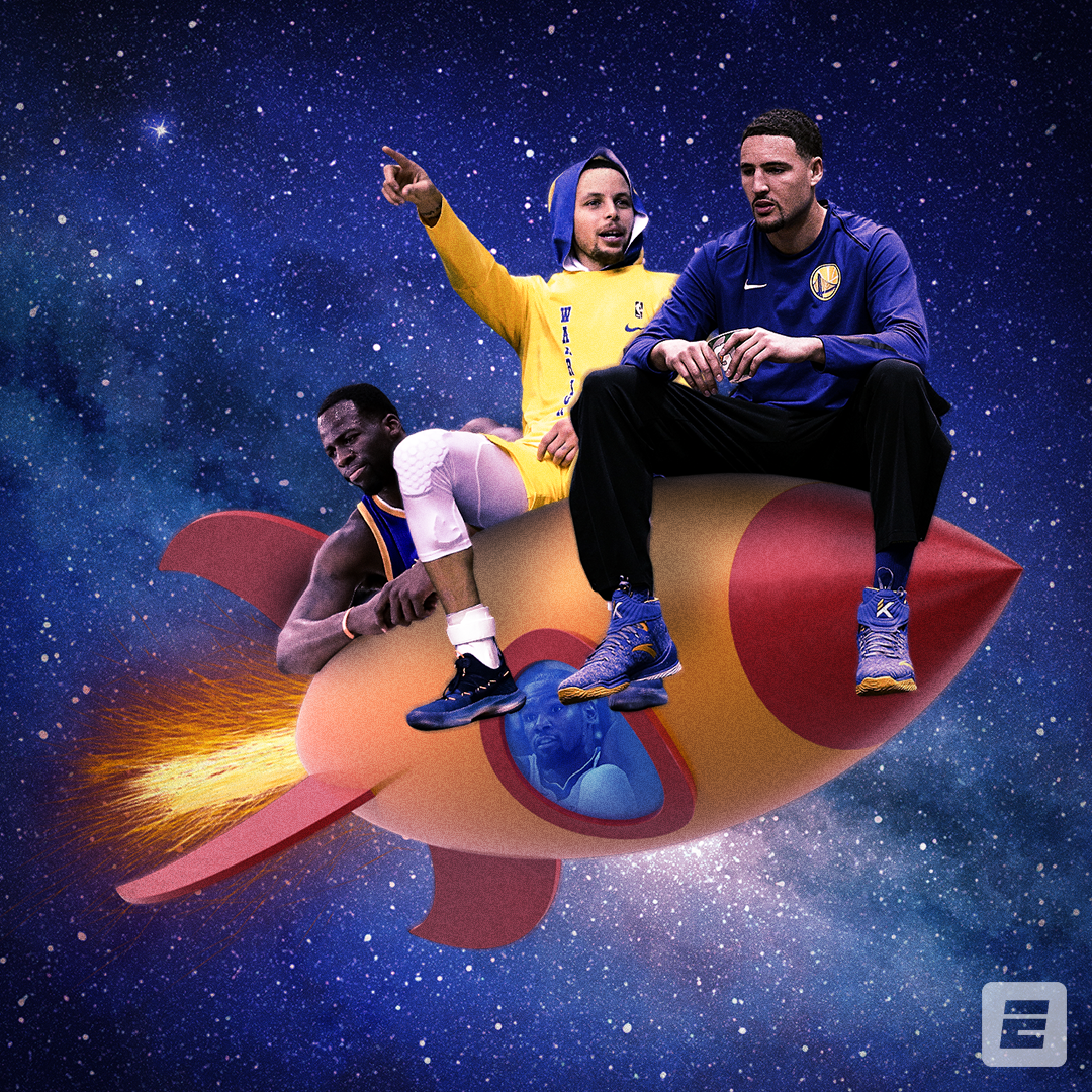 Photoillustration commemorating the Warriors' defeat of the Rockets in the 2019 NBA Playoffs